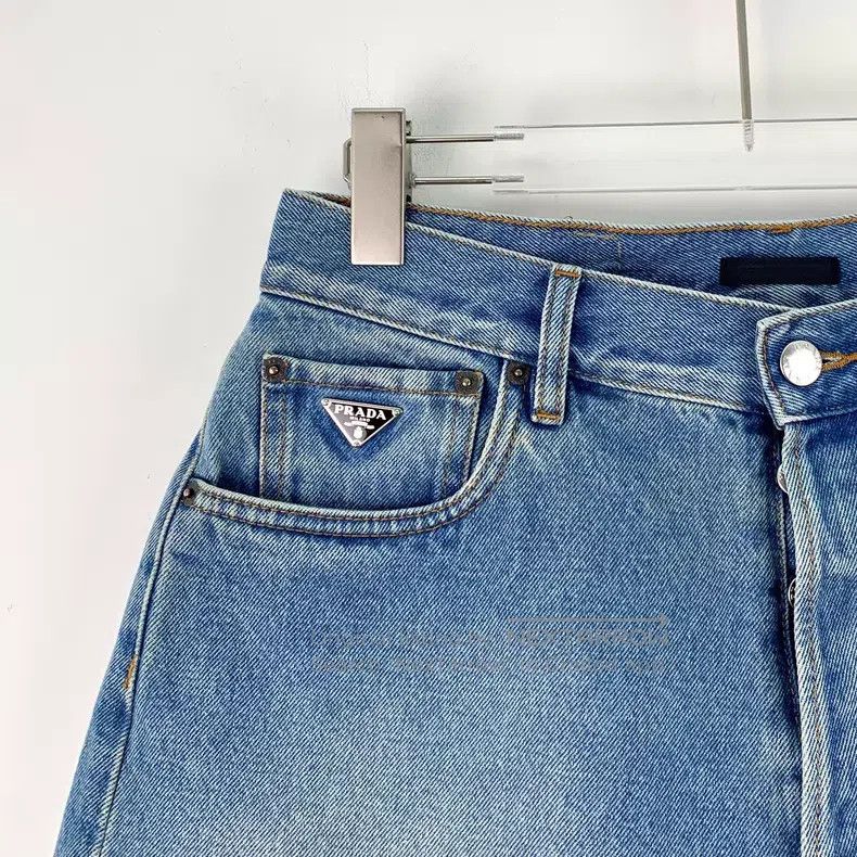Prada Prada Blue washed cotton triangle casual denim shorts Size 30" / US 8 / IT 44 - 3 Thumbnail