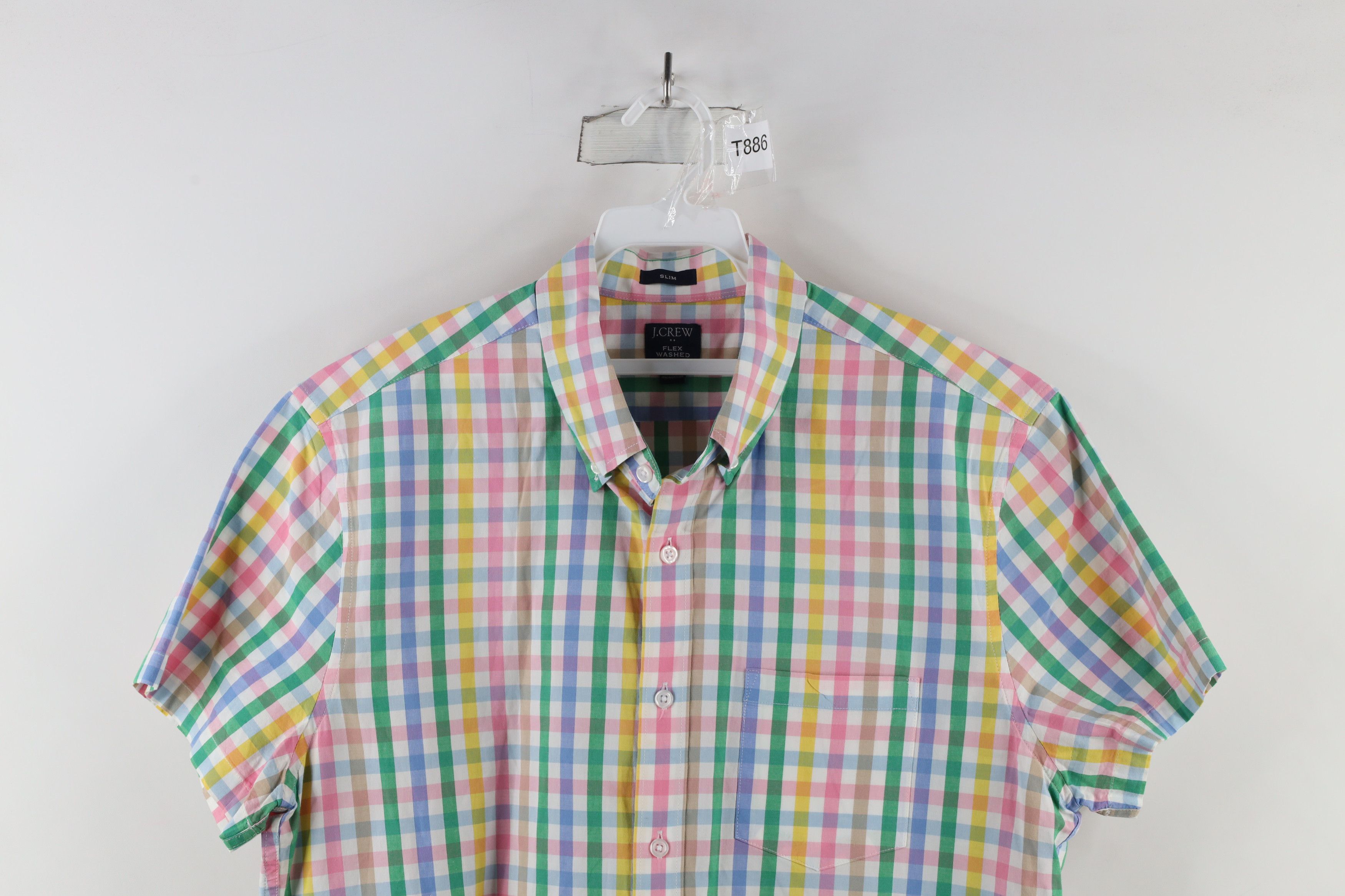 J.Crew × Vintage J Crew Wash Rainbow Plaid Short Sleeve Button Down Shirt Size US L / EU 52-54 / 3 - 2 Thumbnail