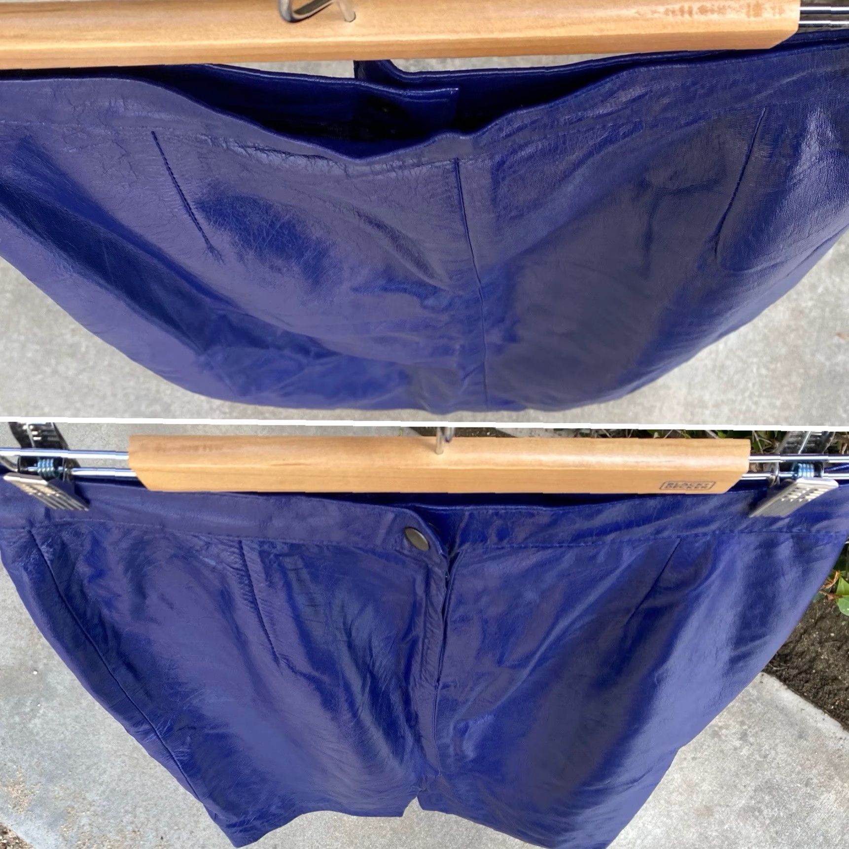 Vintage VINTAGE Blue Leather Pencil Skirt High Waist 1980s 80s Rocker Punk New Wave 30.5 inch waist Womens Size 24" / US 00 / IT 34 - 7 Thumbnail