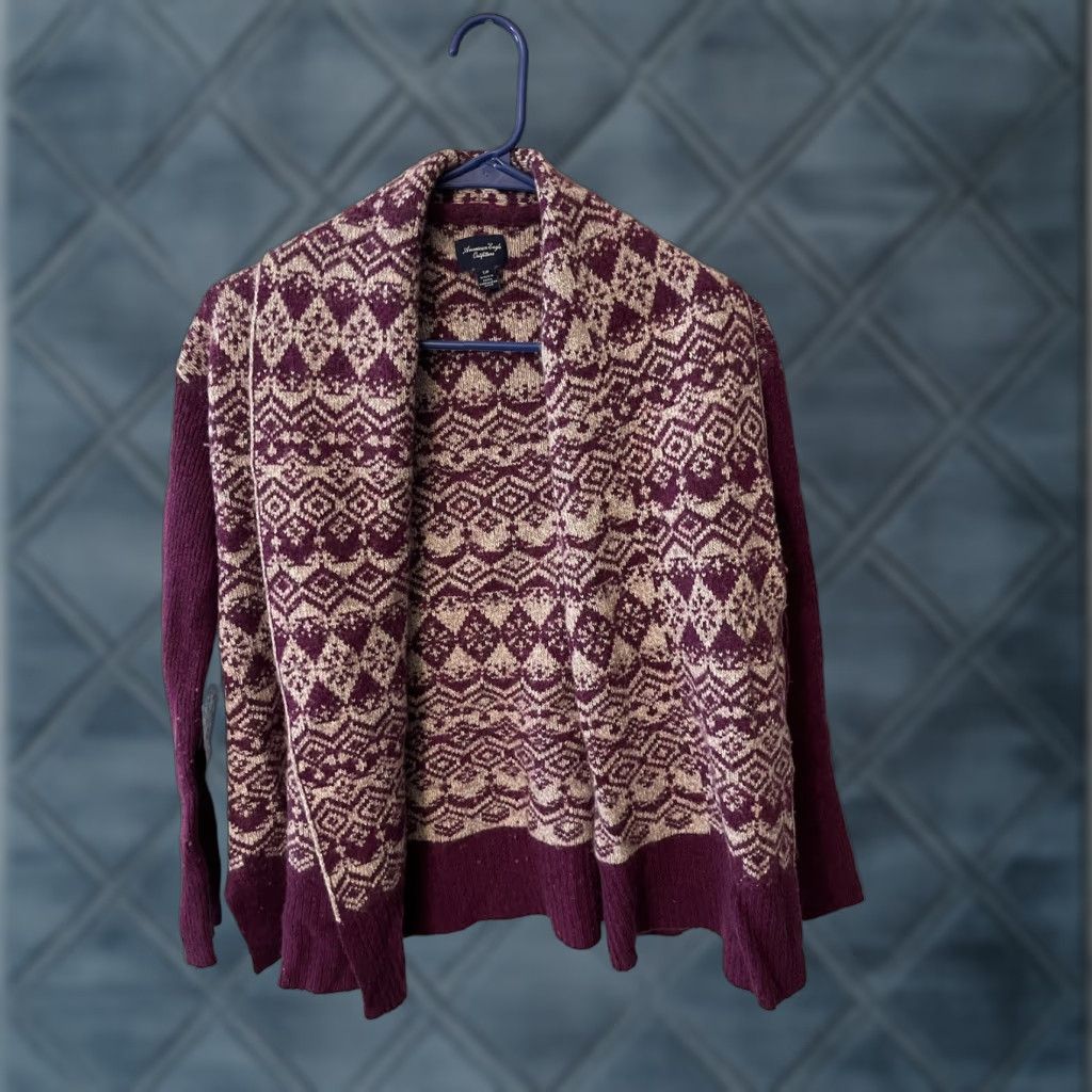 American Eagle Outfitters American Eagle Outfitters Open Front Long Sleeve Cardigan Sweater Womens Small Purple Gray Size S / US 4 / IT 40 - 1 Thumbnail