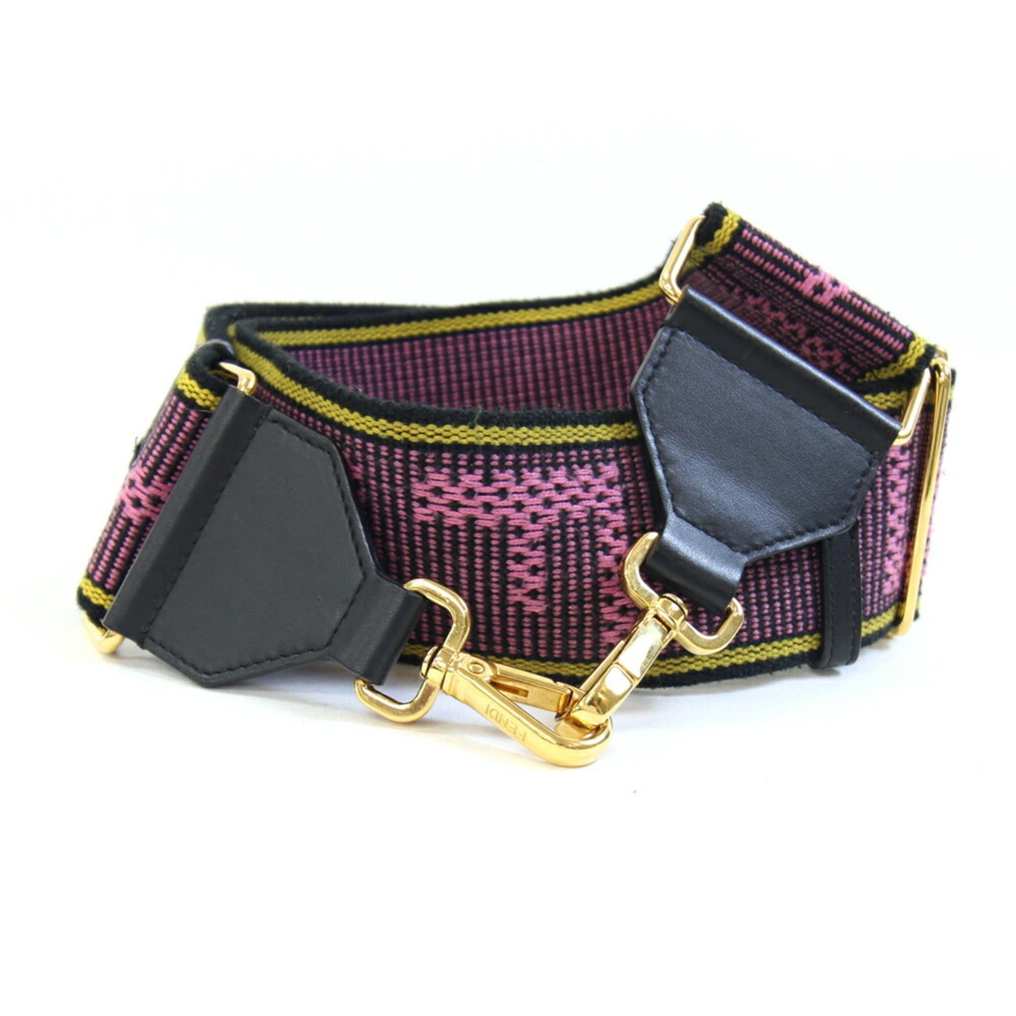 Fendi Fendi Shoulder Strap You 8VA134 Black Pink Yellow Canvas Leather Bag Women's FENDI Size ONE SIZE - 1 Thumbnail