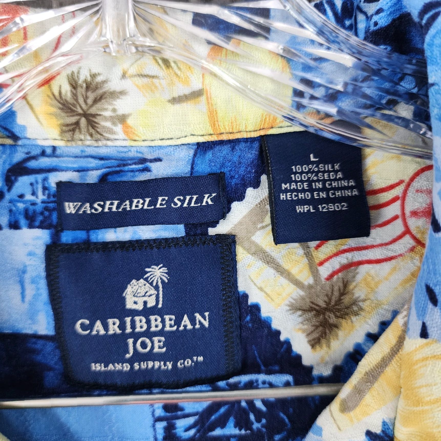 Vintage VINTAGE Caribbean Joe Hawaiian Floral Button-Up Shirt Mens Size L Blue 100% Silk Short Sleeve Size US 33 - 5 Thumbnail
