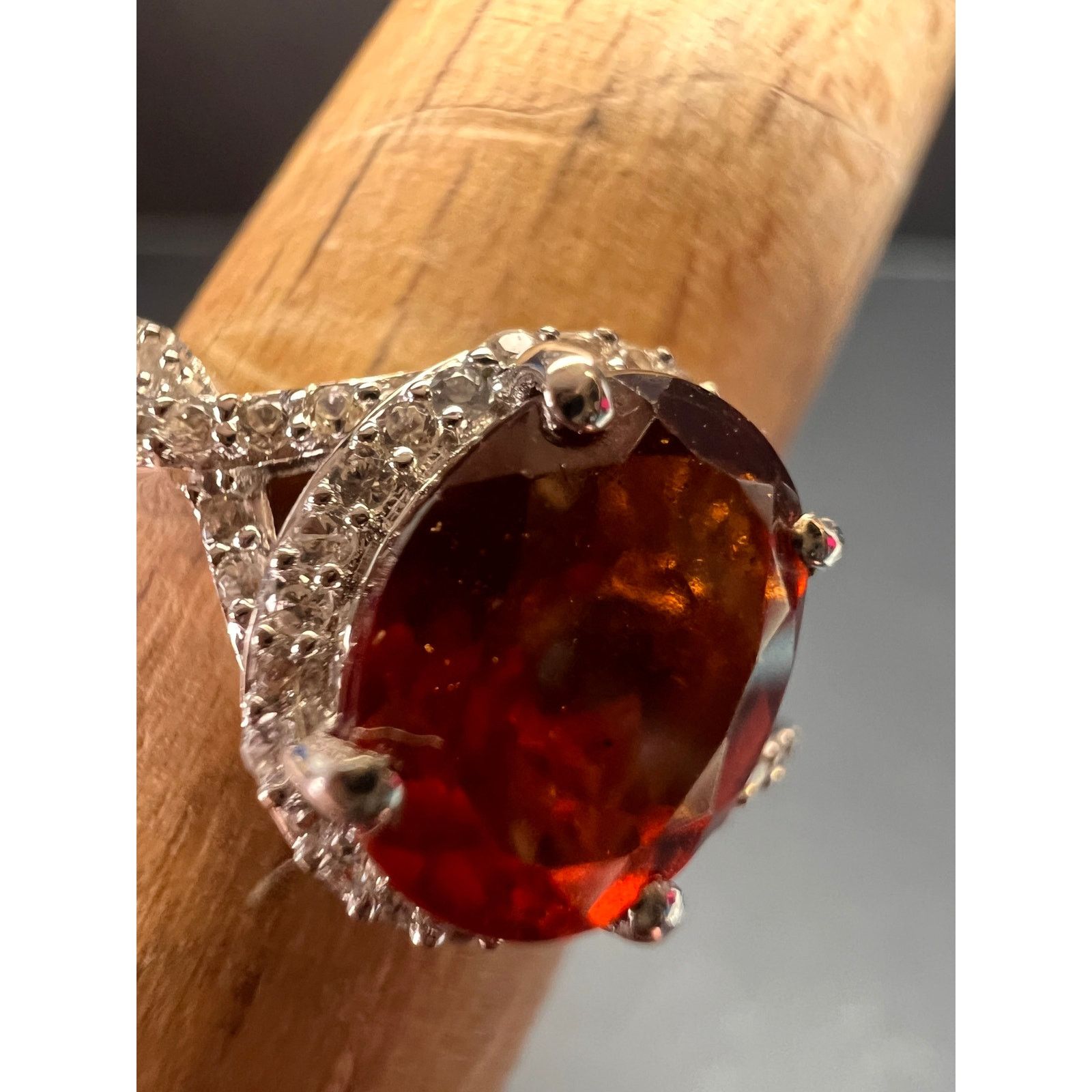 Other NEW Hessonite garnet and zircon ring in 925 silver size 7 Size ONE SIZE - 11 Thumbnail