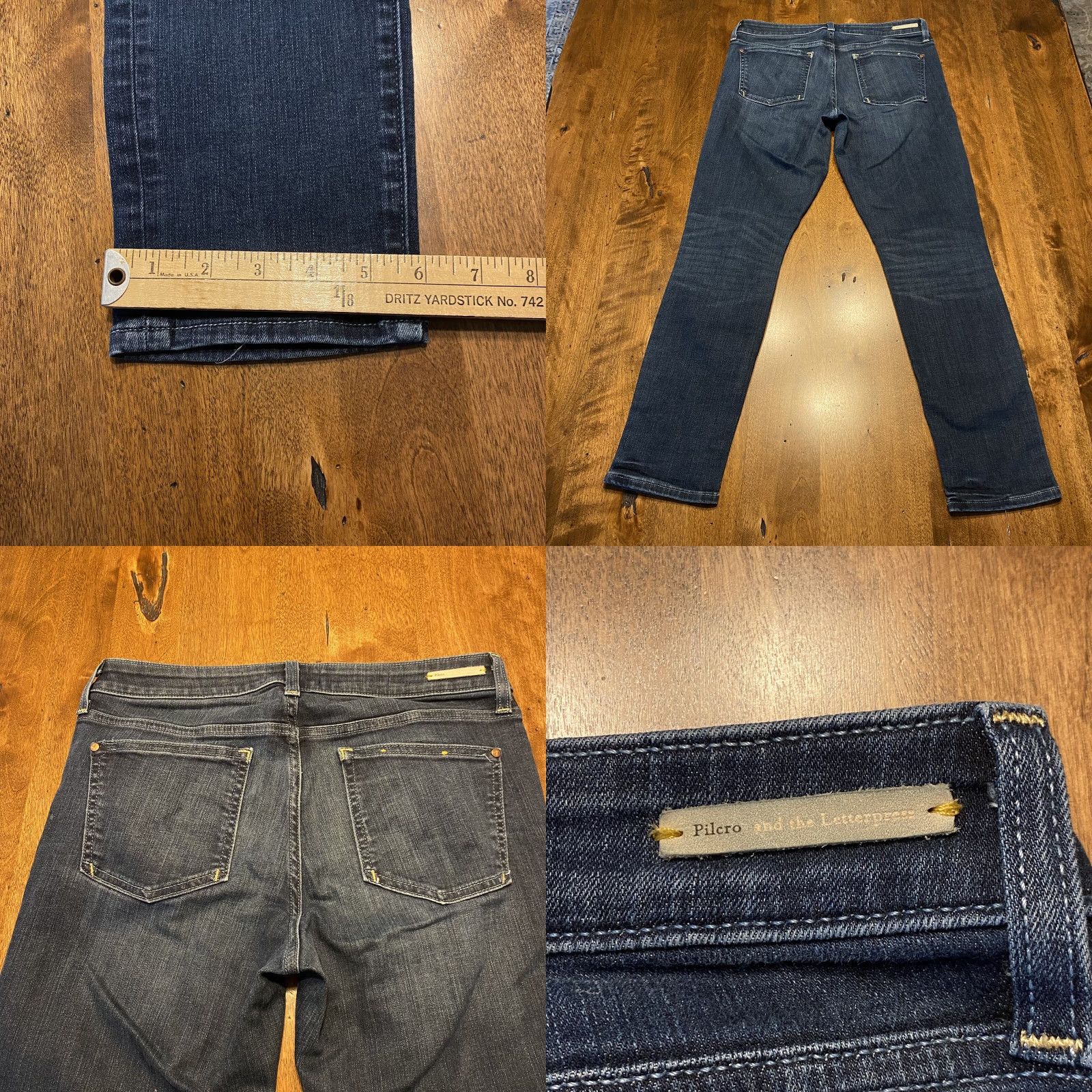 Vintage VINTAGE Pilcro & The Letterpress Jeans No. 29 Stet Women 31 x 28.5 Dark Blue Straight Jeans Womens Size 24" / US 00 / IT 34 - 8 Thumbnail