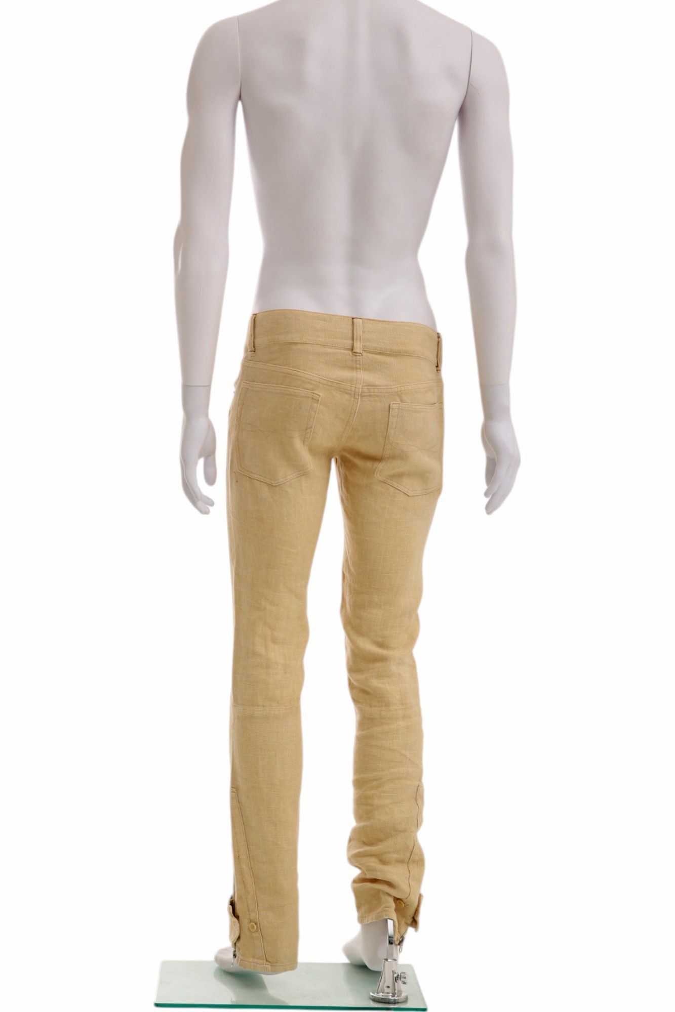 Ralph Lauren Early 00's Beige Belted Linen Pants Size US 28 / EU 44 - 3 Thumbnail