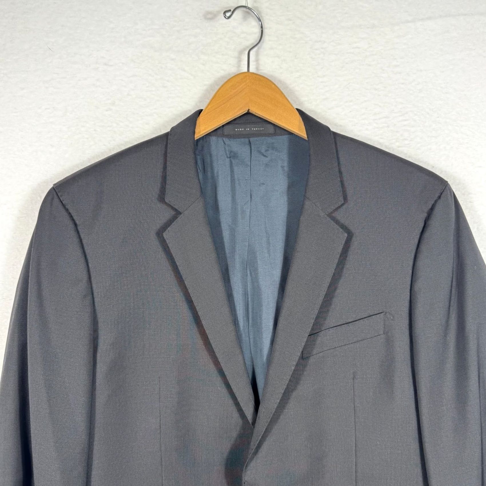 Hugo Boss HUGO BOSS Blazer Jacket Coat Mens 42S 2 Piece Slim Fit Wool Notch Lapel Black Gray Charcoal Gray 2 Button/4 Button Front Solid Vintage N/A Size 42R - 4 Thumbnail