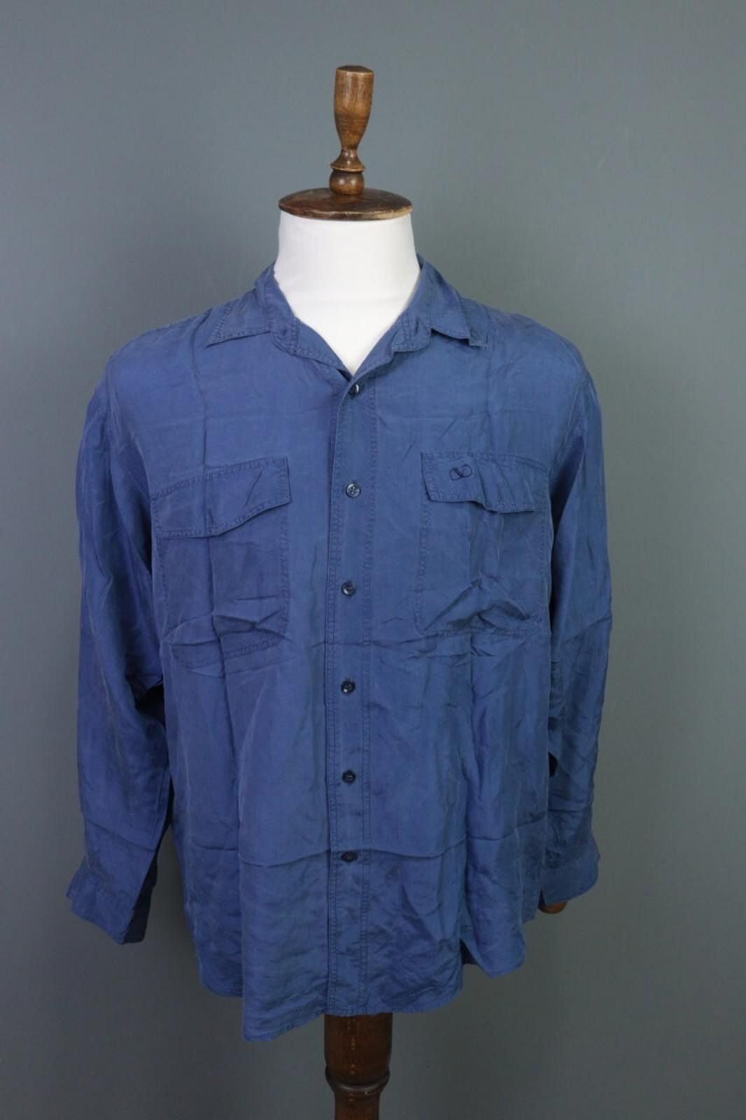 Valentino Valentino Silk Blue Button Up Pockets Overshirt Shirt Size S Size US S / EU 44-46 / 1 - 1 Thumbnail