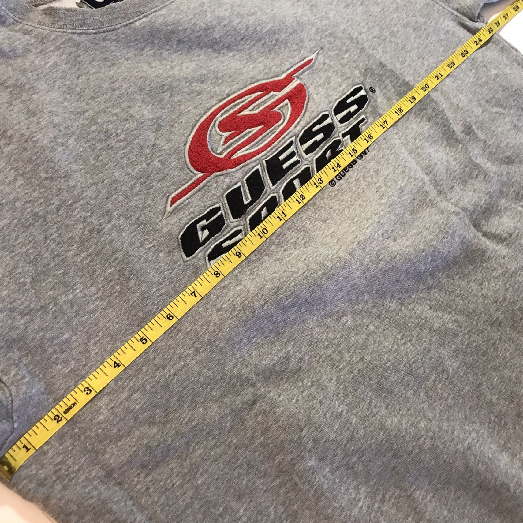 Guess VINTAGE GUESS Sweatshirt 90s Spell Out Logo Travis Scott Crewneck Mens L Gray Embroidered Knit Cotton Blend Pullover Size US L / EU 52-54 / 3 - 5 Thumbnail