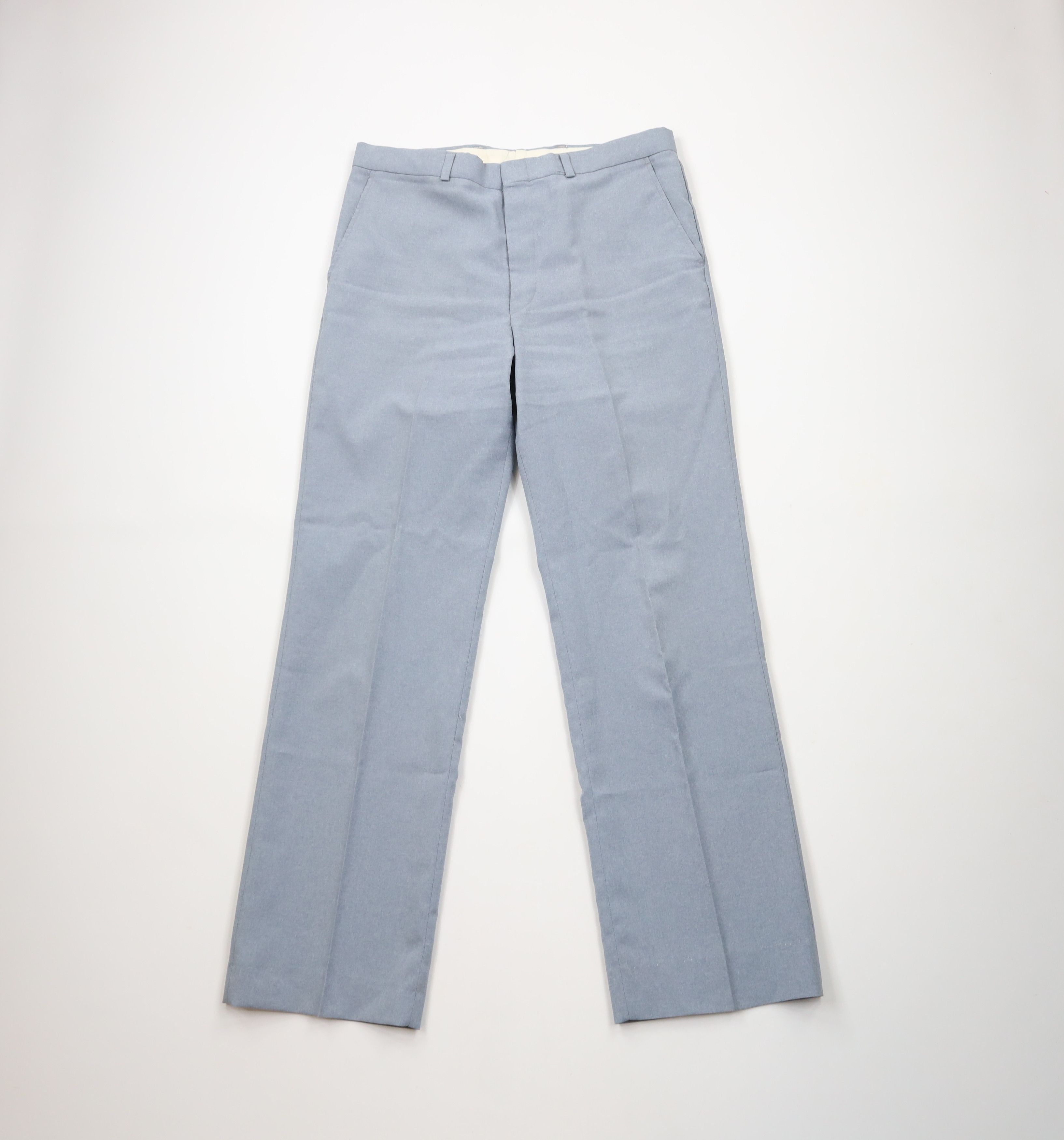 Vintage Vintage 70s Streetwear Knit Wide Leg Chino Pants Blue USA Size US 32 / EU 48 - 1 Thumbnail