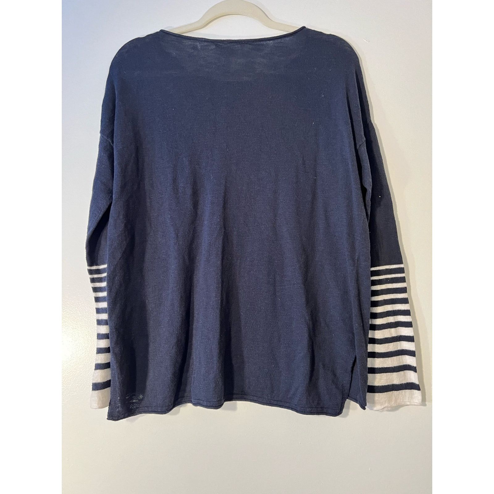 Vince VINCE Stripe Sleeve Dolman Cotton Sweater Top Navy/White M Size M / US 6-8 / IT 42-44 - 5 Thumbnail