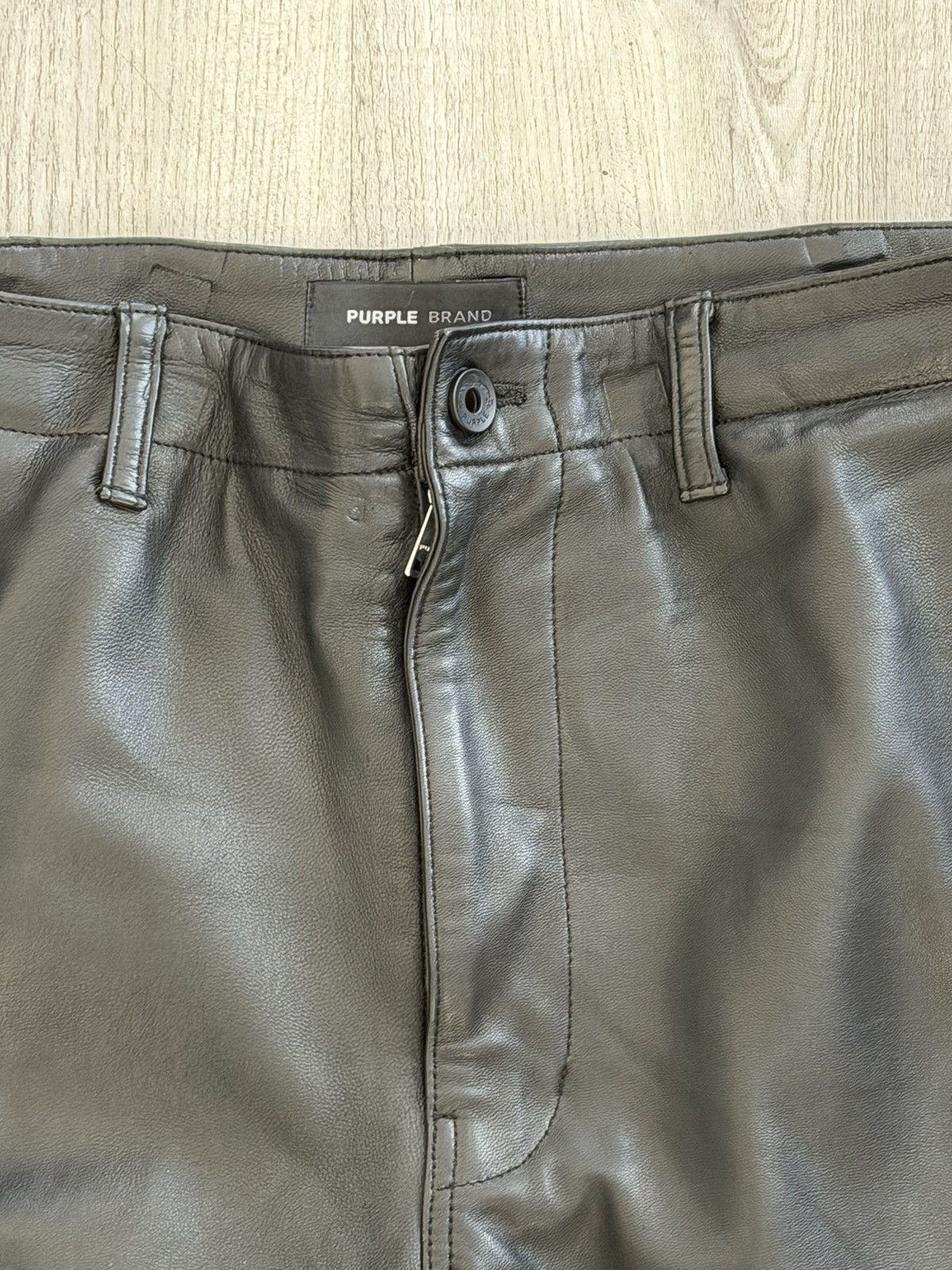 Purple Brand Purple Brand Leather Cargo Shorts Authentic 36 Size US 36 / EU 52 - 3 Thumbnail