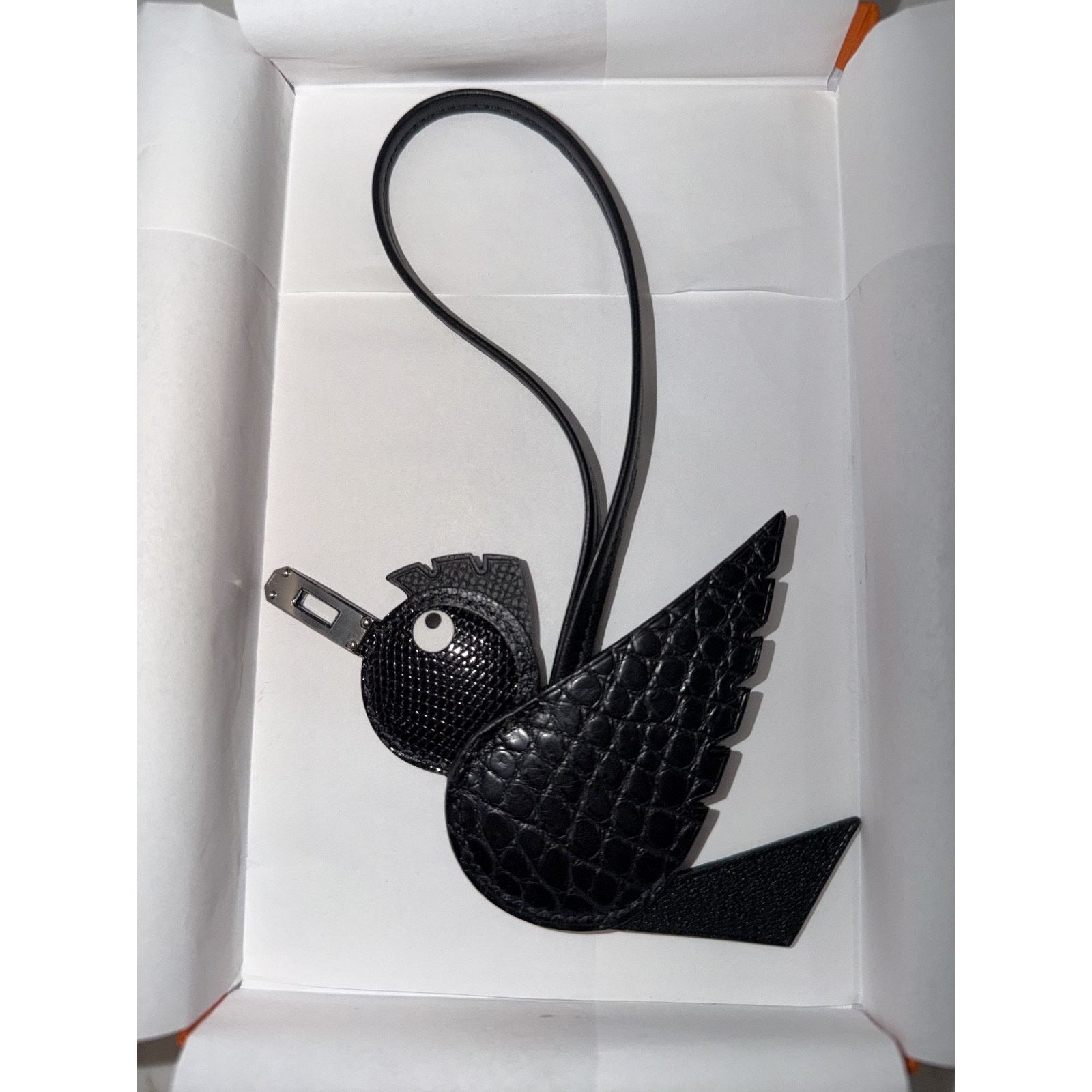 Hermes Hermes Birdy Birdie Black Alligator Lizard Chevre Bag Charm Size ONE SIZE - 12 Thumbnail