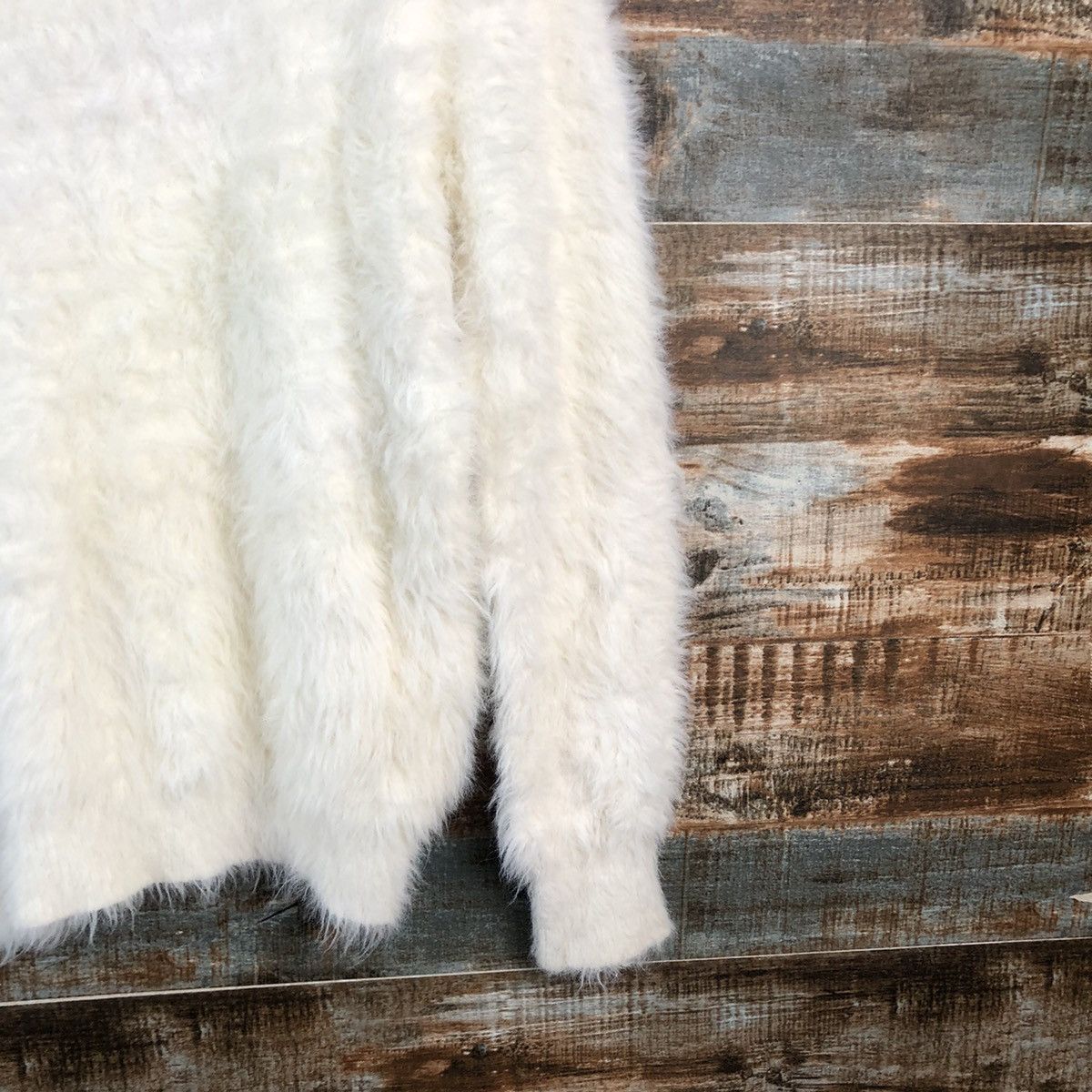 Homespun Knitwear DLL Dreskip White shaggy fur Mohair Knitwear #C231 Size US L / EU 52-54 / 3 - 16 Thumbnail