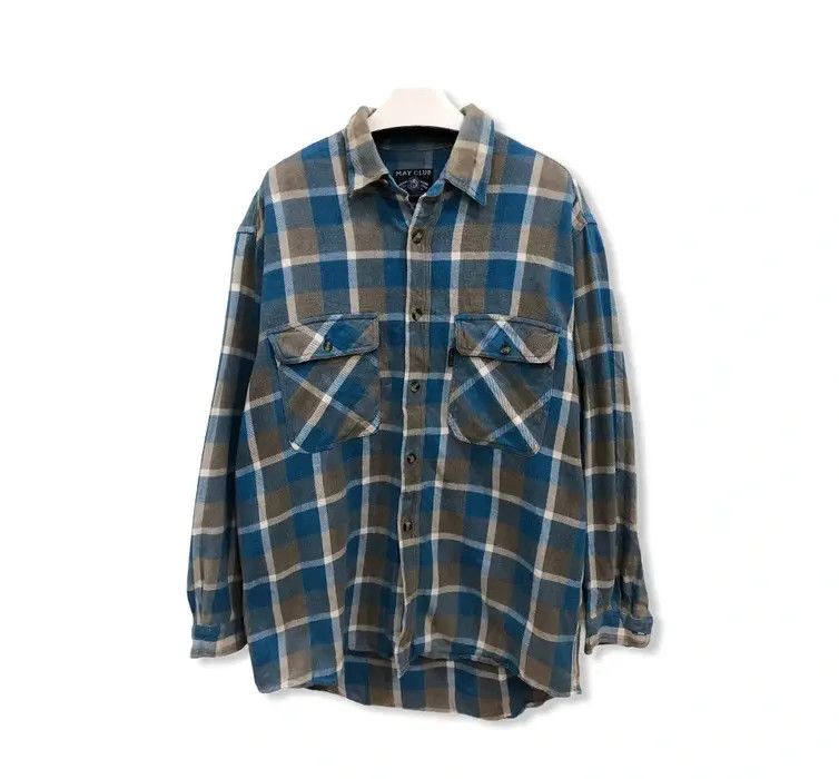 Flannel × Vintage Vintage May Club Plaid Tartan Flannel Shirt 👕 Size US M / EU 48-50 / 2 - 1 Thumbnail