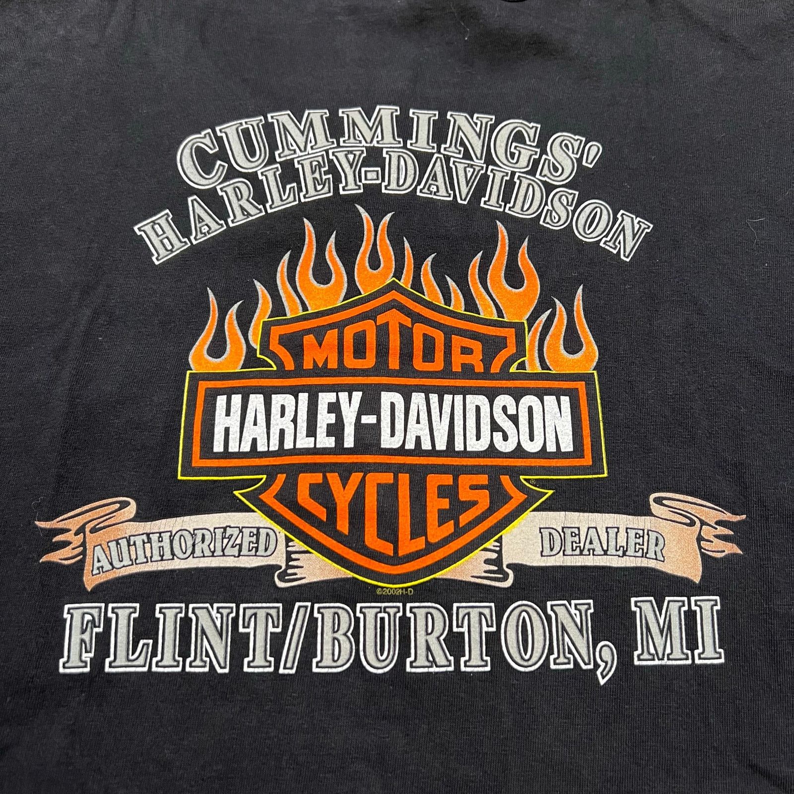 Harley Davidson Vintage Harley-Davidson T-shirt flame Flint/Burton, MI Sz XL Size US XL / EU 56 / 4 - 2 Thumbnail