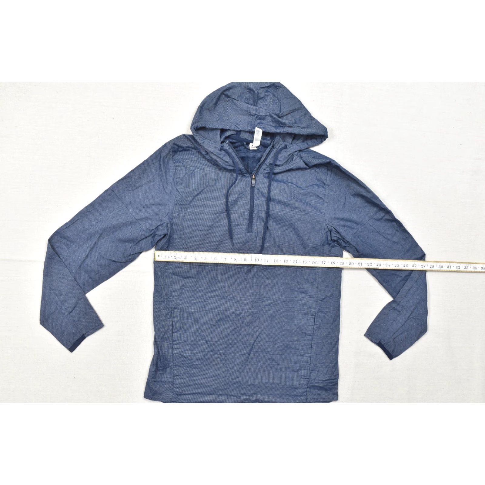 Adidas Adidas Mens Small Blue Textured Quarter Zip Hooded Windbreaker Jacket S Size US S / EU 44-46 / 1 - 3 Thumbnail