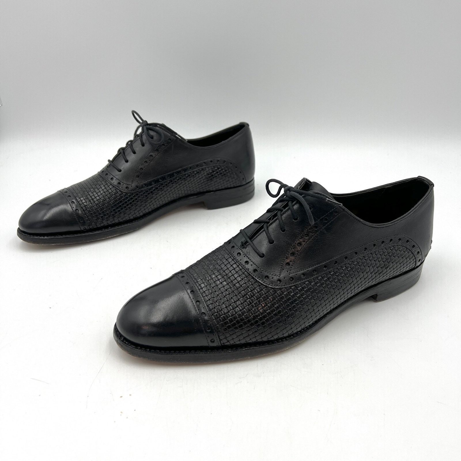 Paul Stuart Paul Stuart's Choice Oxford Dress Shoes Black Leather Size US 9.5 / EU 42-43 - 9 Thumbnail
