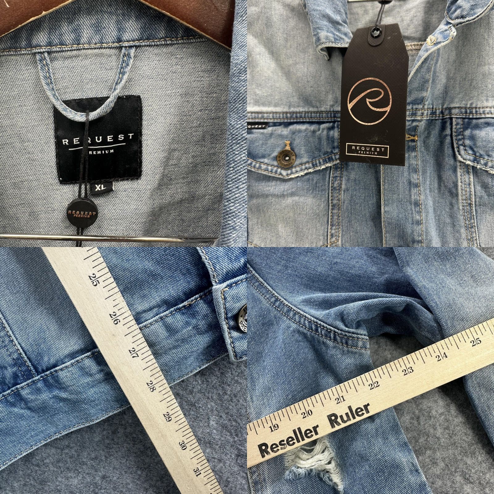 Vintage VINTAGE Request Mens Denim Jacket XL Blue Distressed TruckeR Coat Button Front Casual Size US XL / EU 56 / 4 - 8 Thumbnail