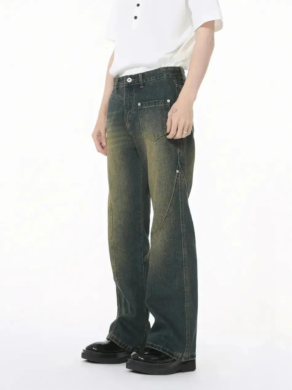 Japanese Brand Retro loose fitting patchwork micro flared jeans Size US 32 / EU 48 - 1 Thumbnail
