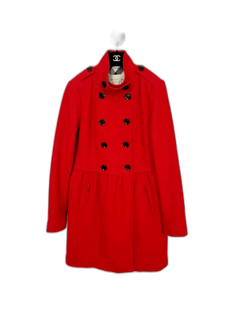 Burberry Burberry Wool Coat in Red, UK12 Size Size L / US 10 / IT 46 - 1 Thumbnail
