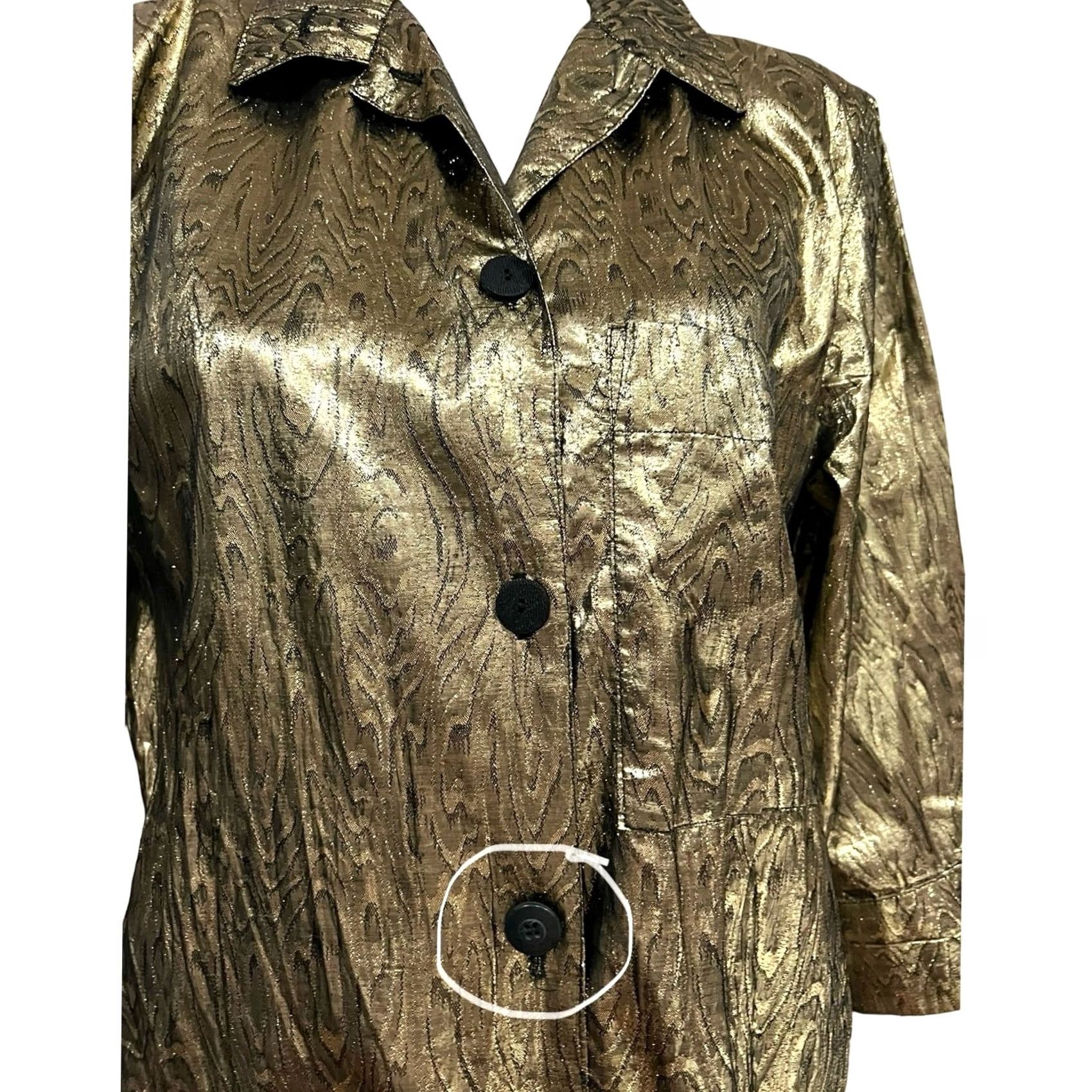 Vintage VINTAGE Gene Ewing BIS Gold Lame Skirt Suit Set Women's XS 1980s New Wave Metallic Shiny Rayon Lame Size 26" / US 2 / IT 38 - 3 Thumbnail