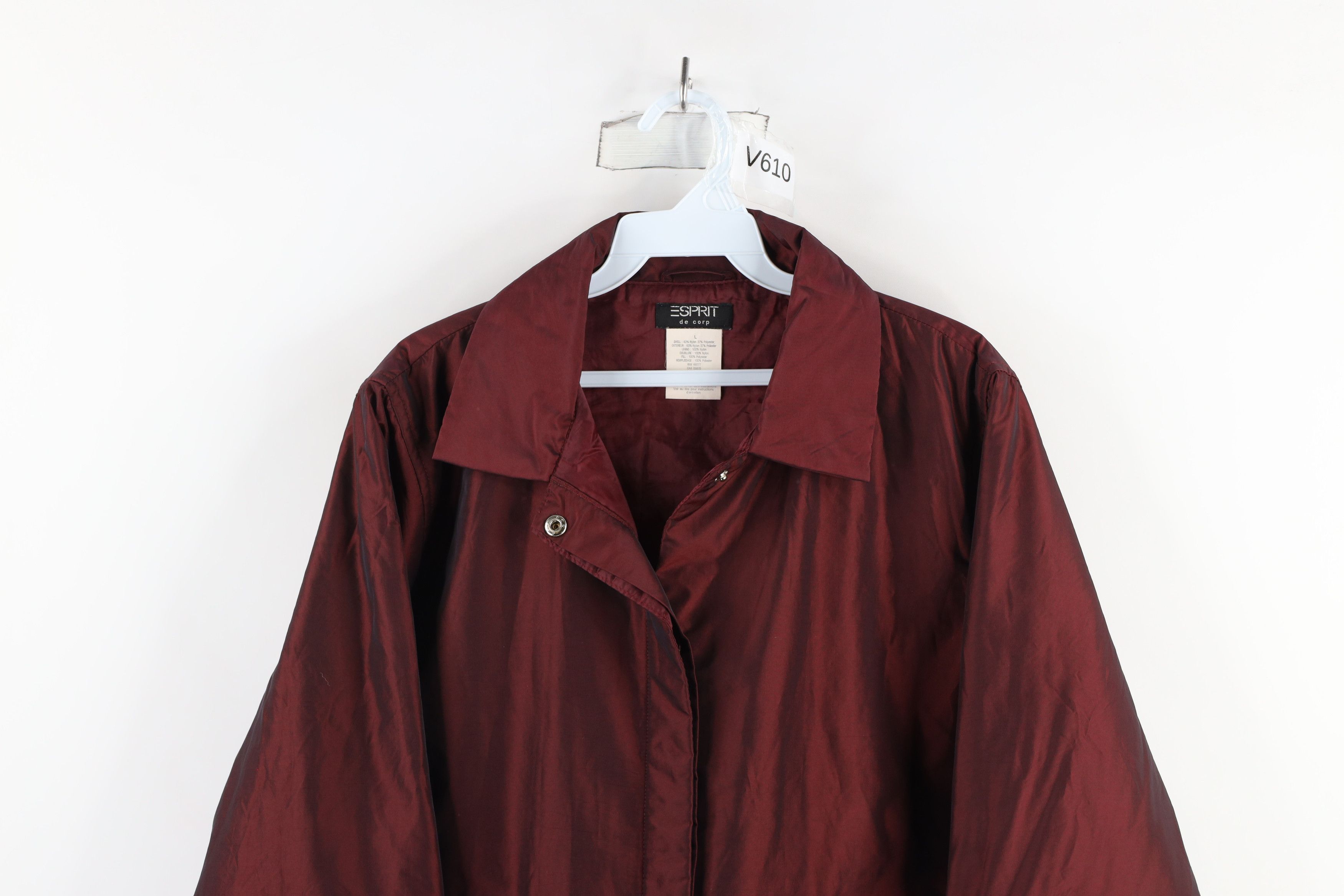 Esprit × Vintage Vintage 90s Esprit Blank Chromatic Full Button Jacket Red Size L / US 10 / IT 46 - 2 Thumbnail