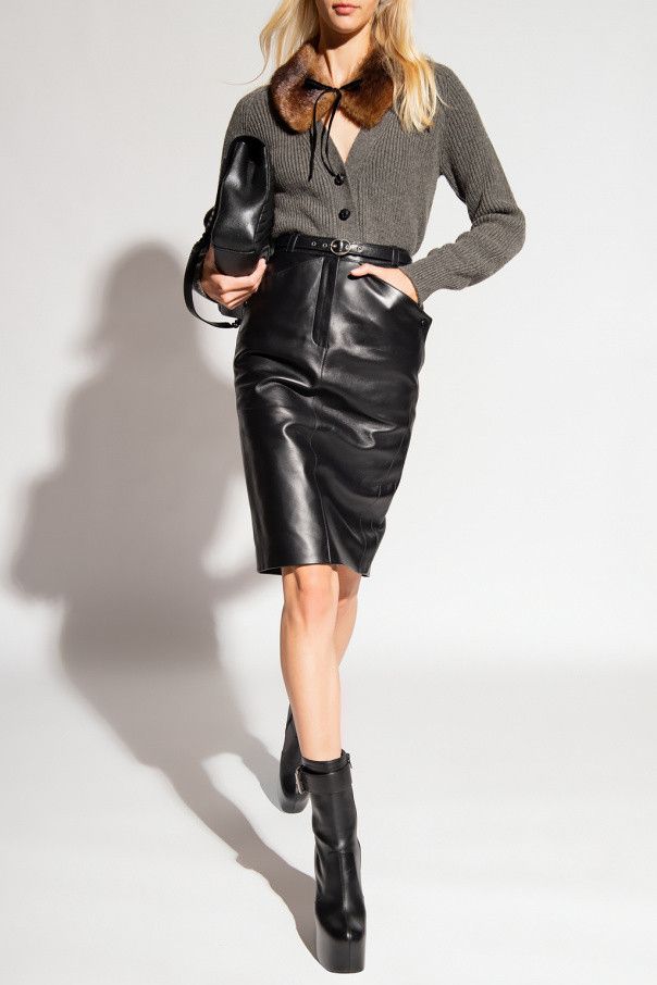 Saint Laurent Paris o1s1wg111224 Faux Fur Collar Cardigan in Grey Size M / US 6-8 / IT 42-44 - 2 Thumbnail