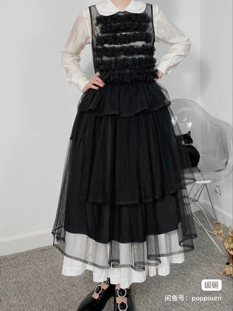 Comme des Garcons Comme des Garcons Black floral pleated tulle vest Size S / US 4 / IT 40 - 2 Thumbnail