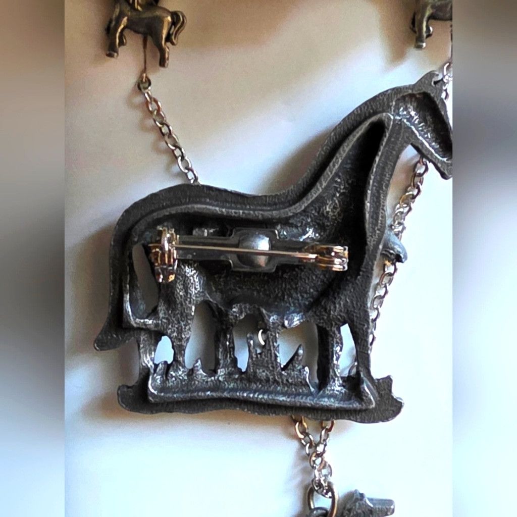 PT Torino Torino Vintage Pewter Horse Necklace, Earrings and Brooch Size ONE SIZE - 2 Thumbnail