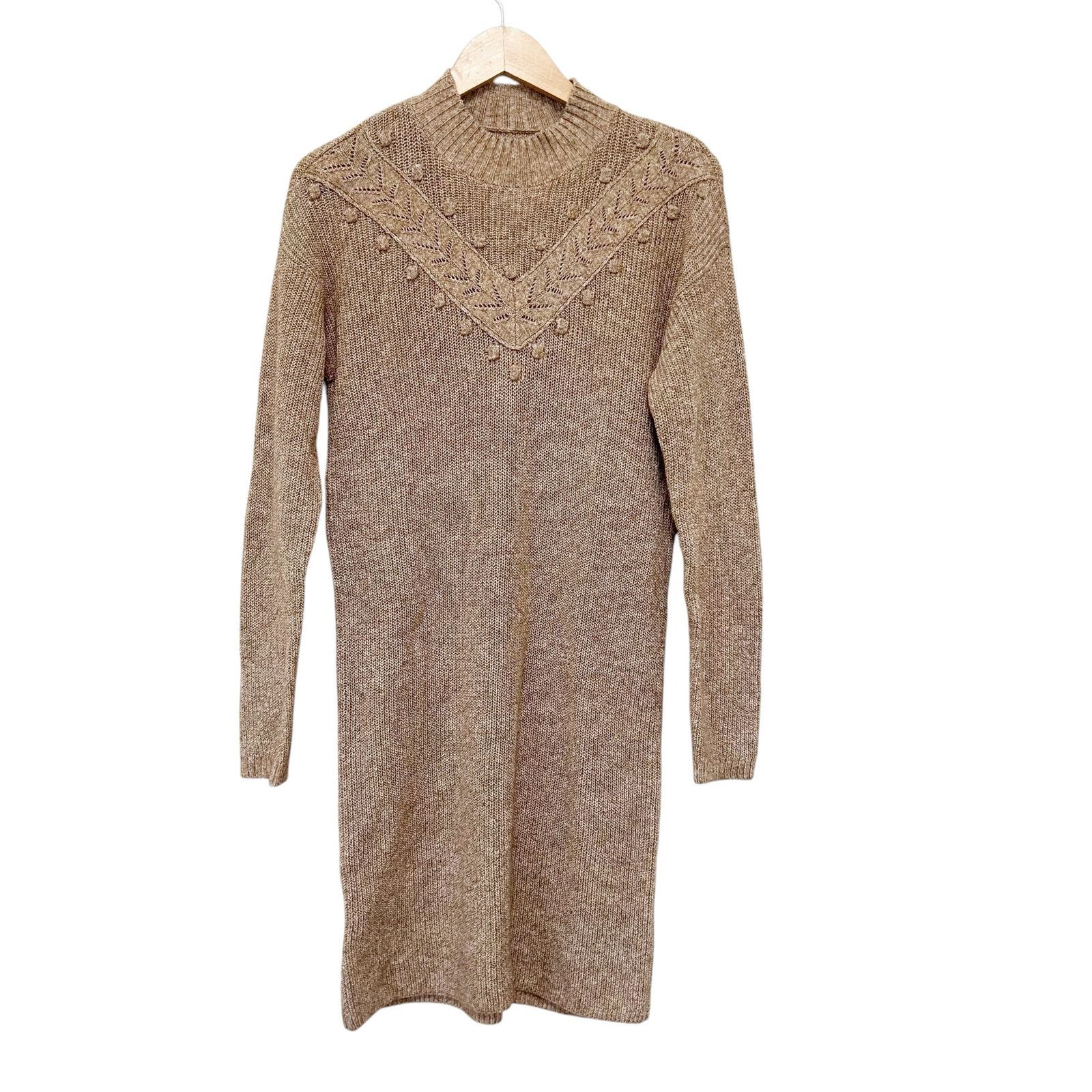 Loft Loft Tan Knit Wool Blend Sweater Dress Sz S Size S / US 4 / IT 40 - 1 Thumbnail