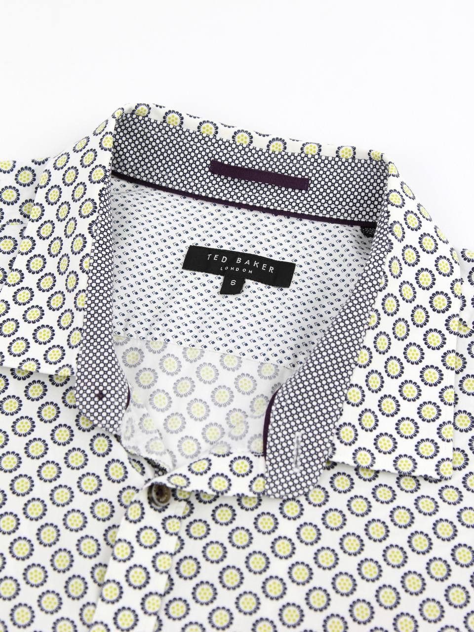 Ted Baker TED BAKER White printed short-sleeved shirt Size US XL / EU 56 / 4 - 7 Thumbnail