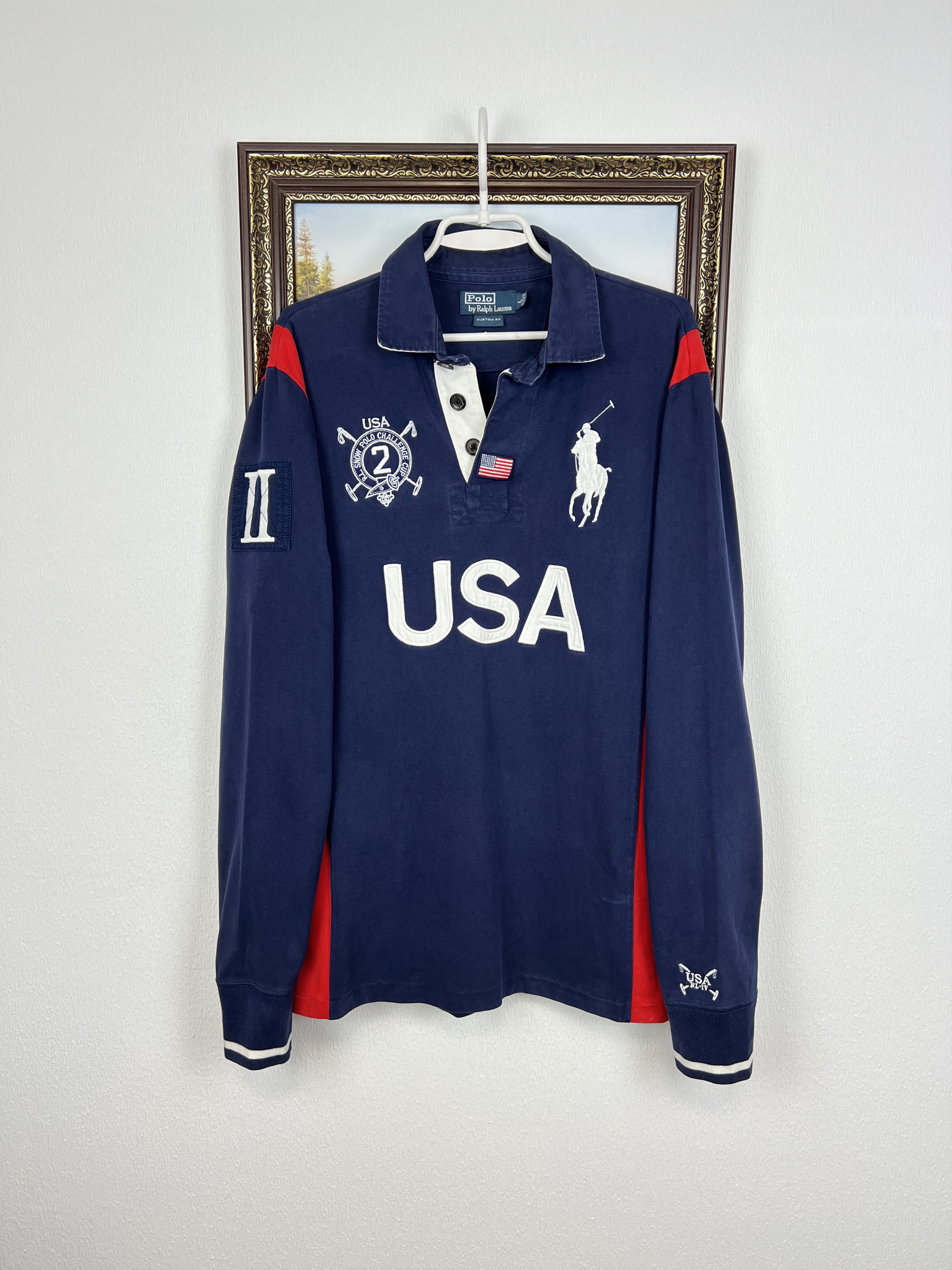 Vintage Polo Ralph Lauren USA Snow Polo Rugby Shirt Jersey - Main Image