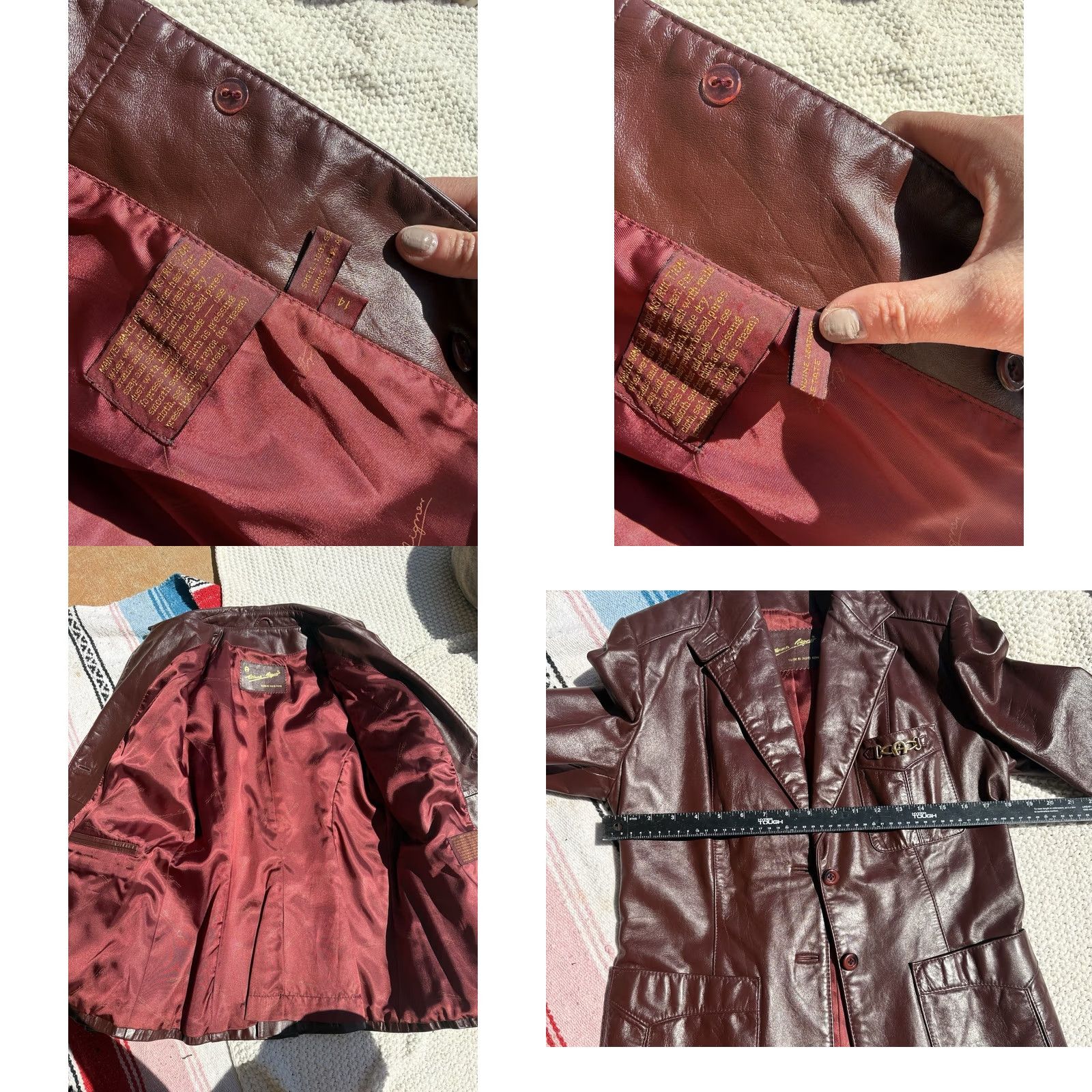 Etienne Aigner VINTAGE Etienne Aigner Oxblood Leather Blazer Size 14 Blazer Womens 80s 90s City Classic Designer Horsebit Jacket Size XL / US 12-14 / IT 48-50 - 8 Thumbnail