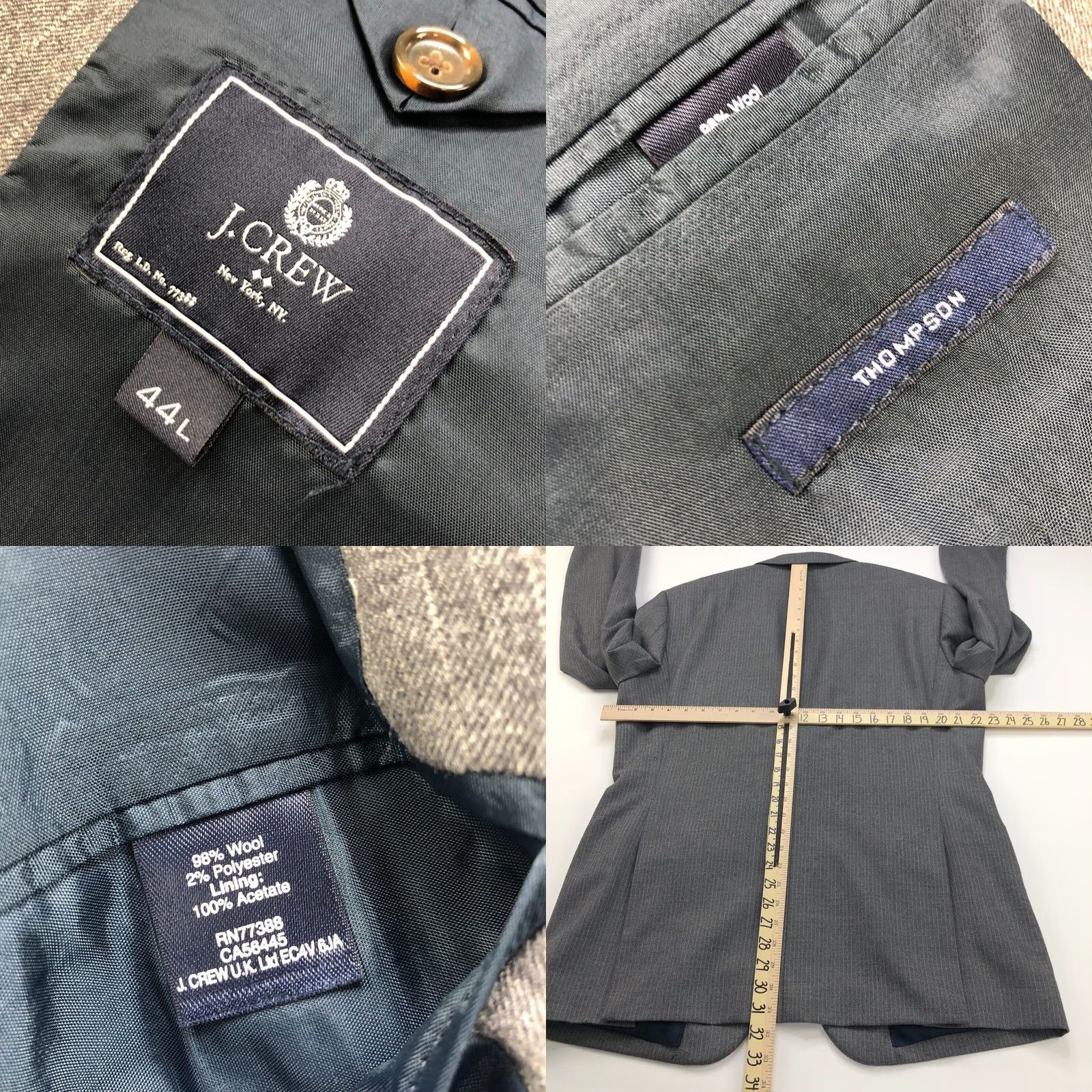 J.Crew J.Crew Thompson 44L Gray Striped Wool Blend Blazer Sport Coat Jacket Size 44R - 9 Thumbnail