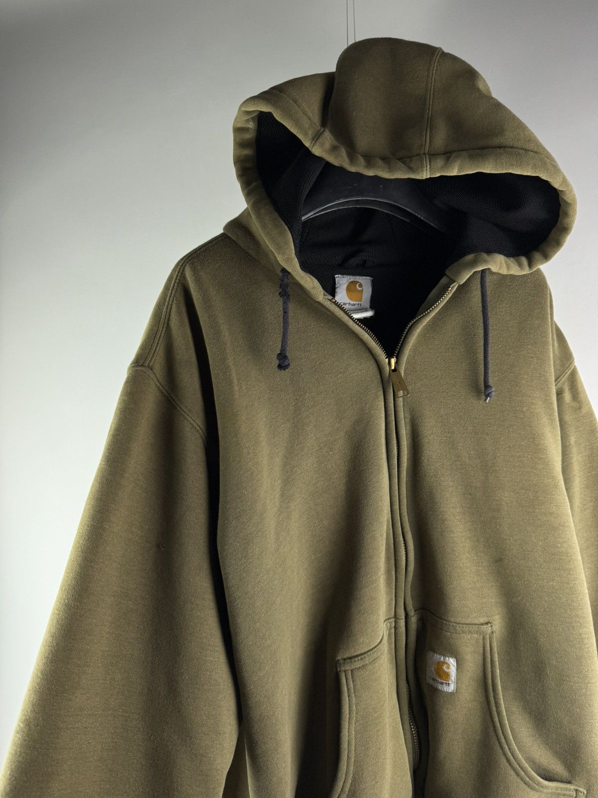 Carhartt Vintage 90s Carhartt Hoodie Thermal Zip Up Olive Green Size US L / EU 52-54 / 3 - 2 Thumbnail