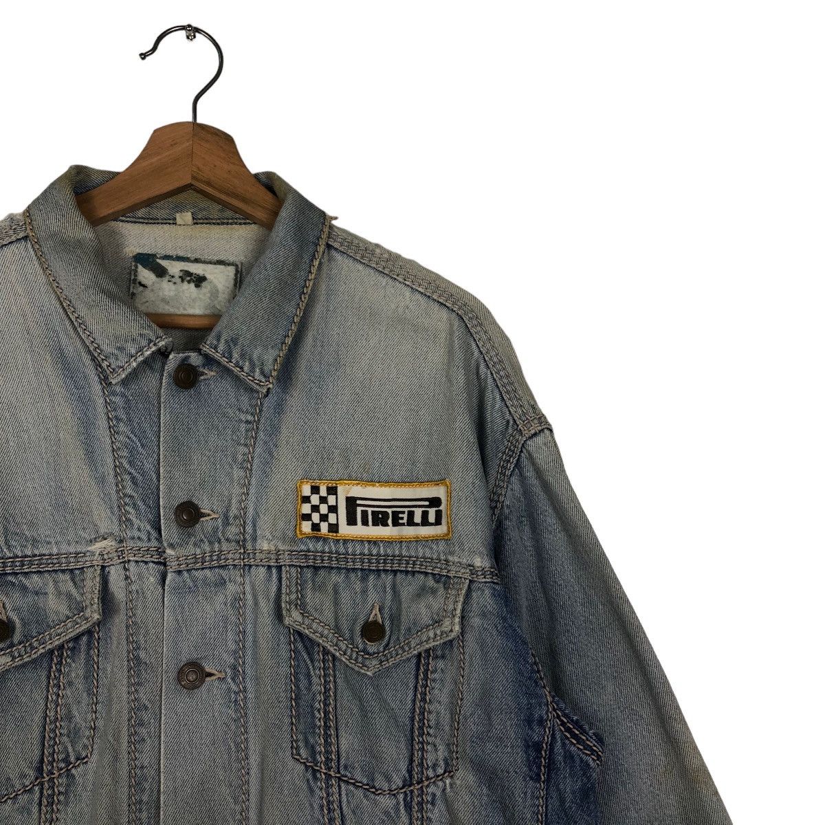 Japanese Brand 🔥Vintage Trucker Denim Jacket Racing Pirelli Italy Big Logo Size US M / EU 48-50 / 2 - 5 Thumbnail