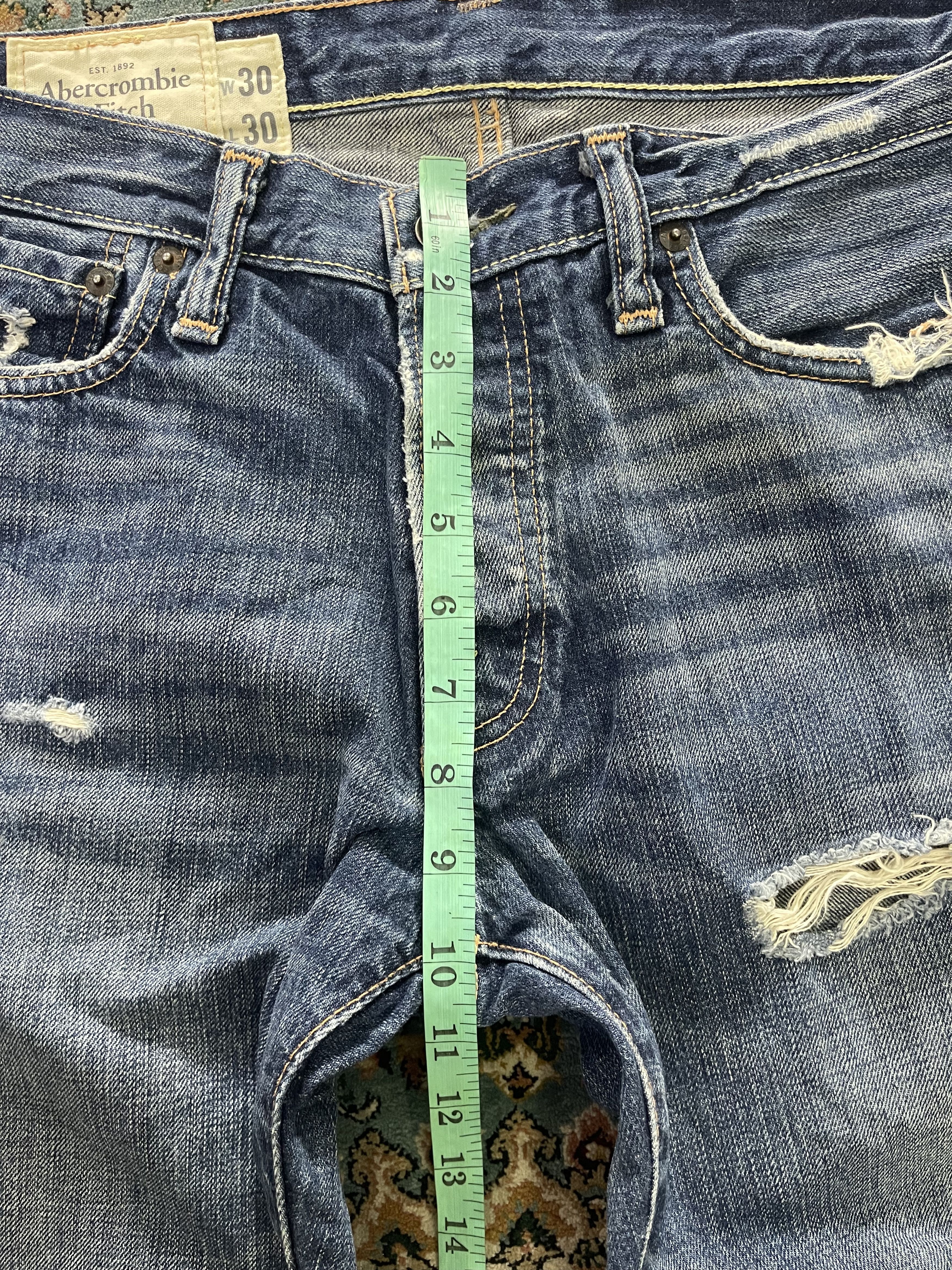 Abercrombie & Fitch A&F BAXTER Low Rise Slim Boot Denim Distressed Size 30x30 Size US 30 / EU 46 - 8 Thumbnail
