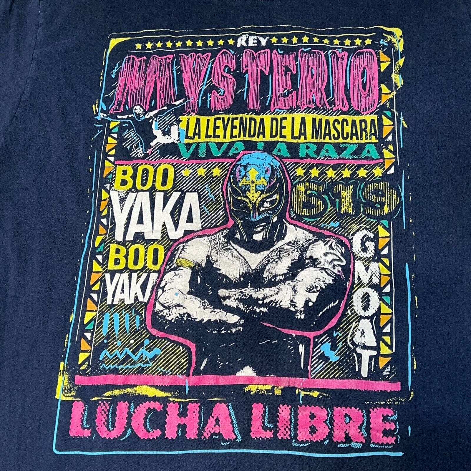 WWE Rey Mysterio WWE Men's Large Lucha Libre T-Shirt Blue Size US L / EU 52-54 / 3 - 2 Thumbnail