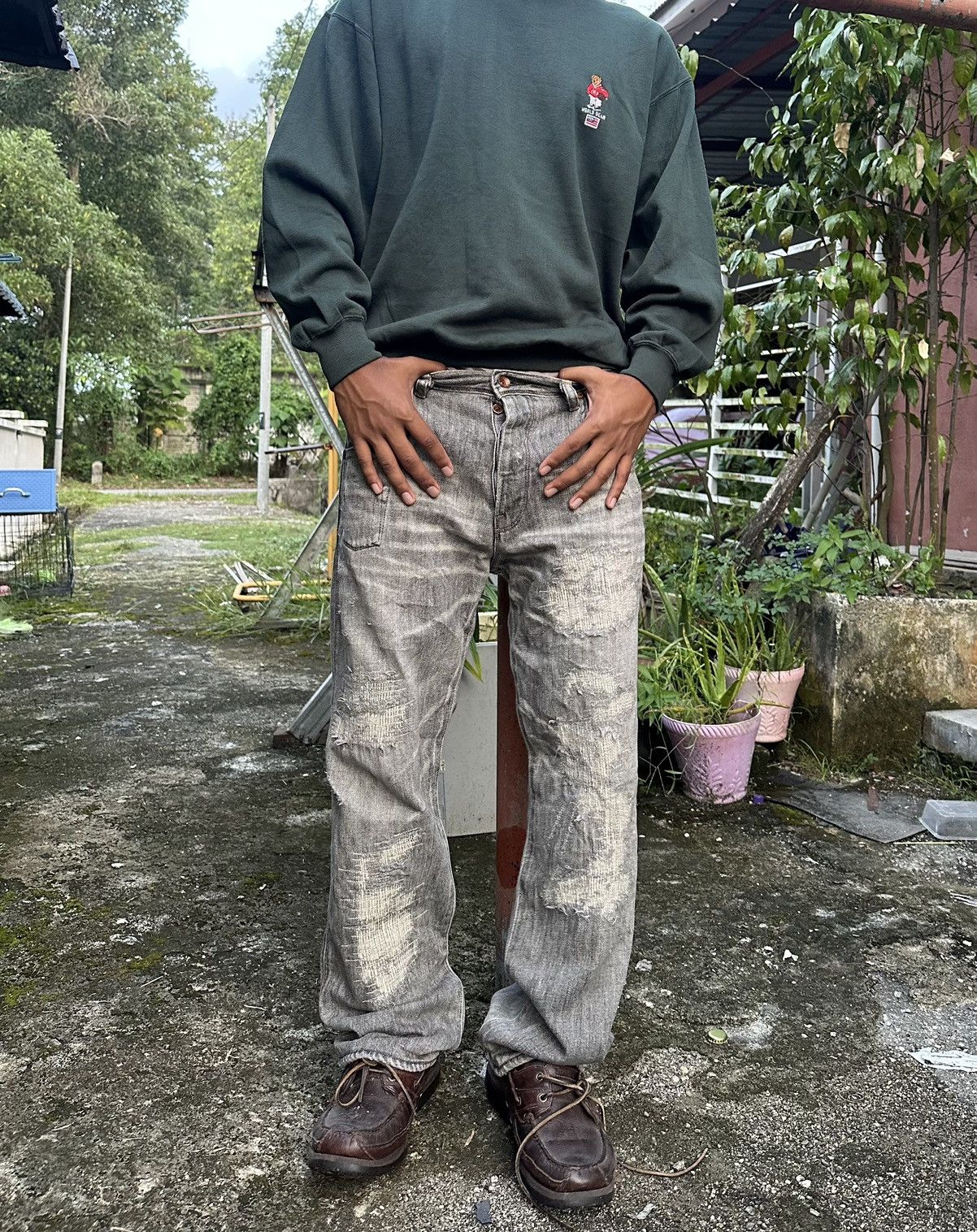 Paul Smith Red Ear 👹Vintage THRASHED Paul Smith X Red Ear Baggy Jeans Size US 32 / EU 48 - 6 Thumbnail