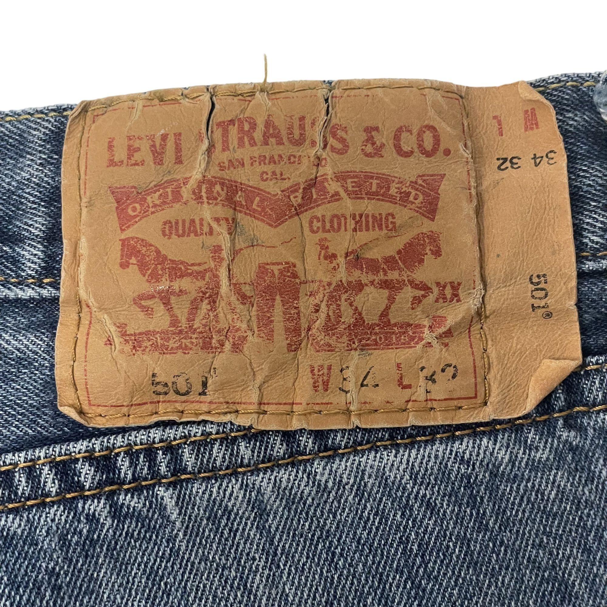 Levi's Y2K Levis 501 XX DISTRESSED Blue Jeans FRAYED Pants Size US 34 / EU 50 - 5 Thumbnail