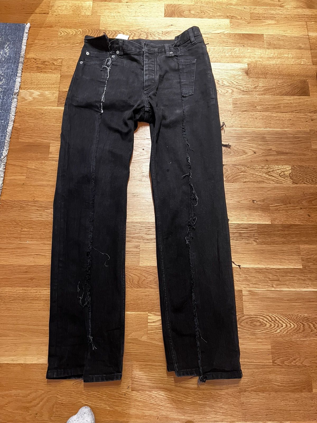 image of Maison Margiela Reconstructed Destroyed Jeans in Black, Men's (Size 31)