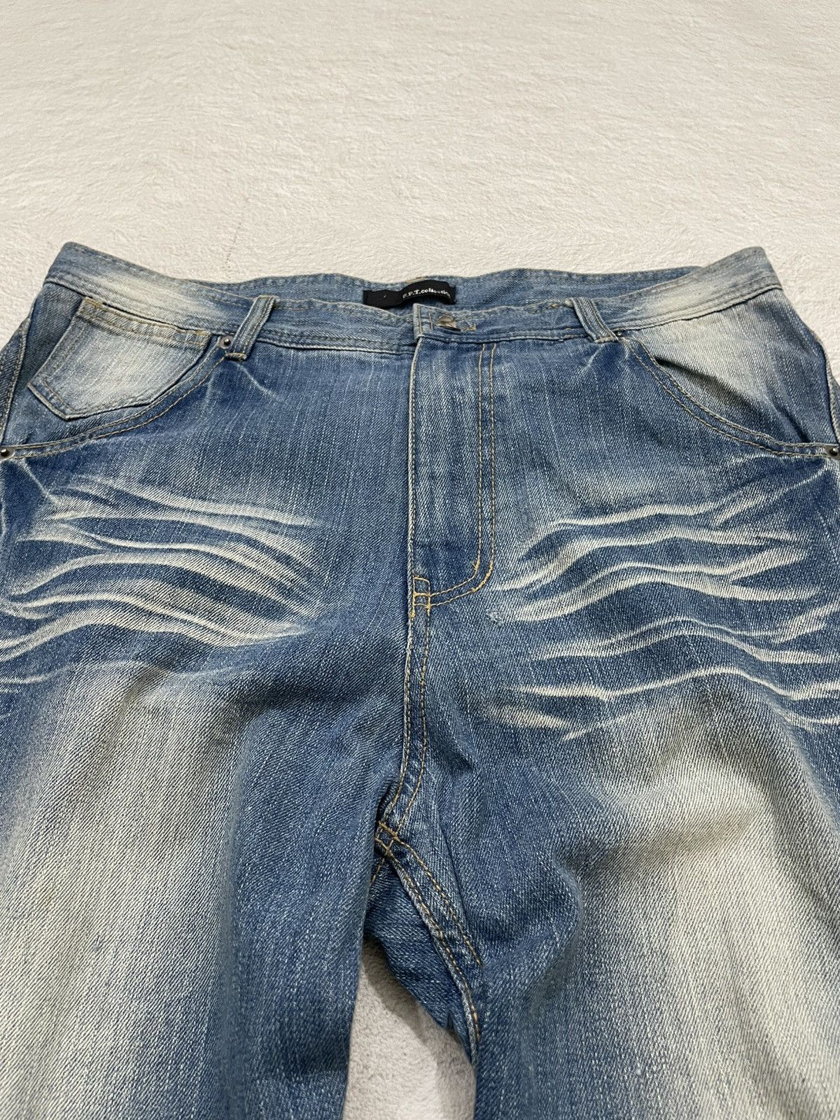 If Six Was Nine 2000s Cargo Monkey Pants Stonewash Denim Y2K Size US 33 - 4 Thumbnail