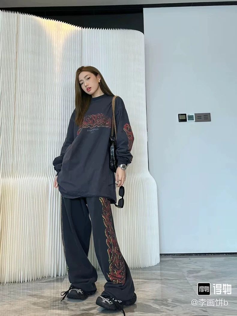 Balenciaga Balenciaga Washed Black Flame Disaster Long Sleeve Sweatsh Size US M / EU 48-50 / 2 - 5 Thumbnail