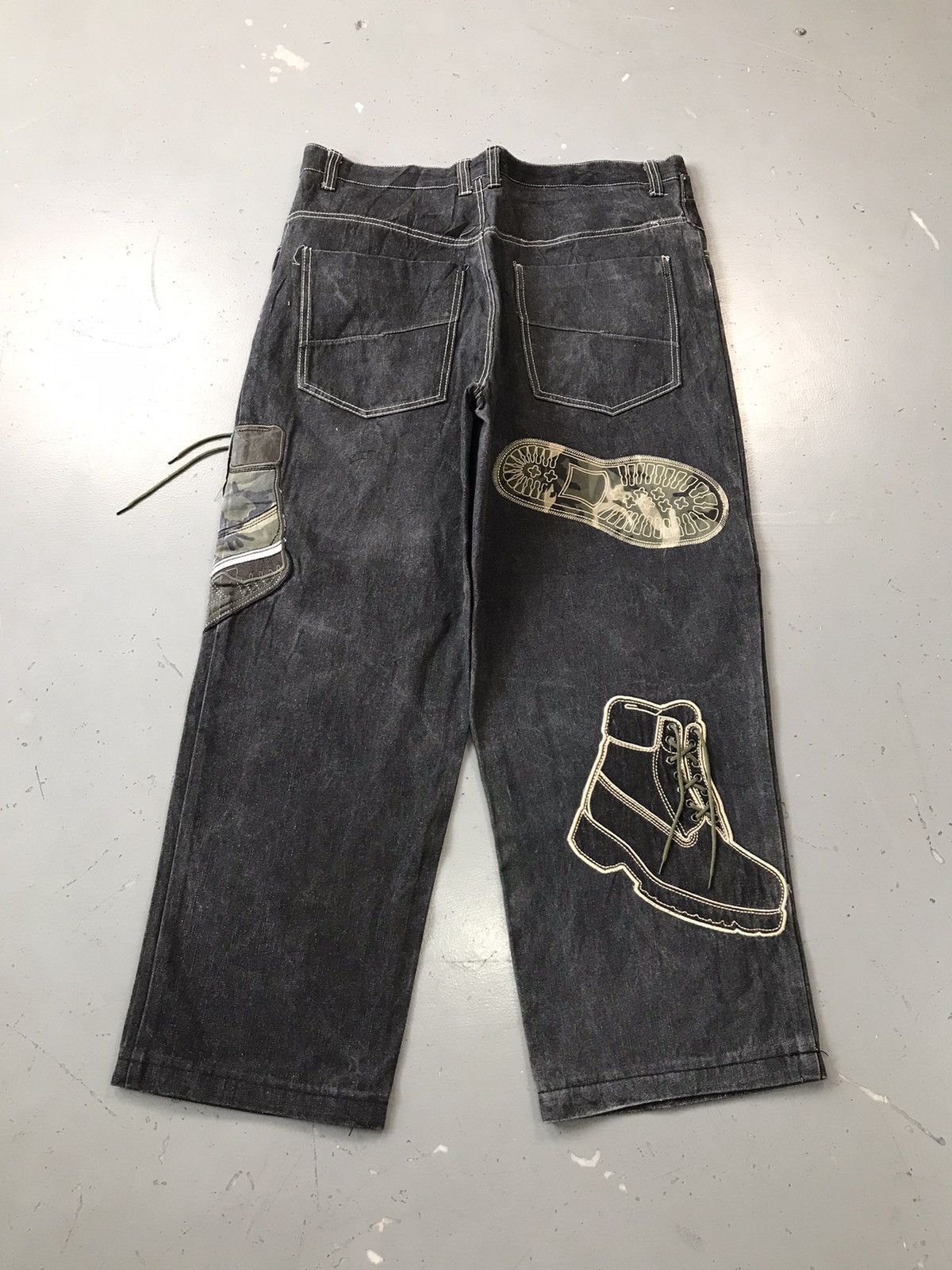 Vintage Vintage Y2K shoe patchwork baggy denim Size US 40 / EU 56 - 2 Thumbnail
