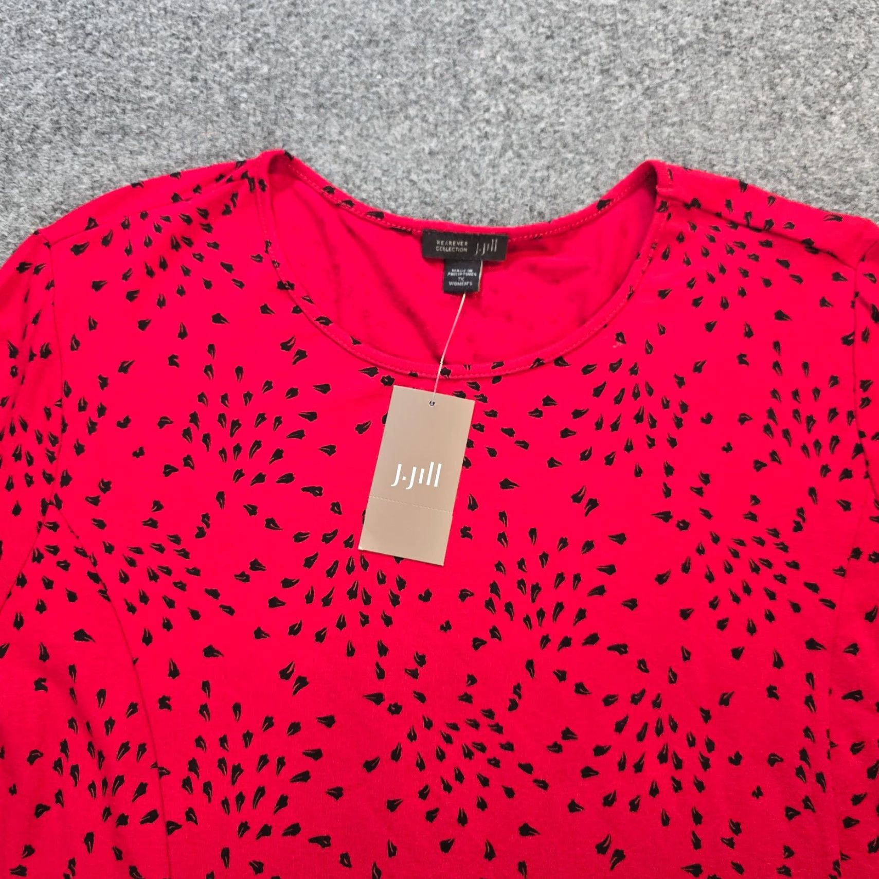 J. Jill J. Jill Top Womens 1X Red Black Dotted Tunic Stretch Wearever Career Casual Shirt Blouse Modern Size XL / US 12-14 / IT 48-50 - 2 Thumbnail