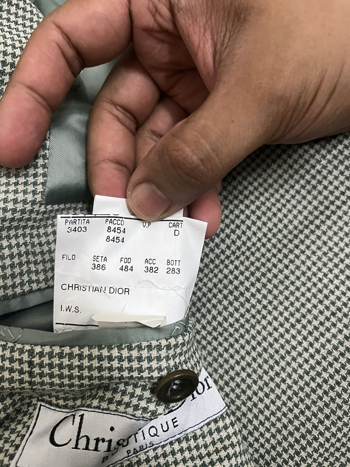 Christian Dior Monsieur × Dior × Vintage Vintage 90s Christian Dior Paris Houndstooth Blazer Jacket Size 44R - 9 Thumbnail