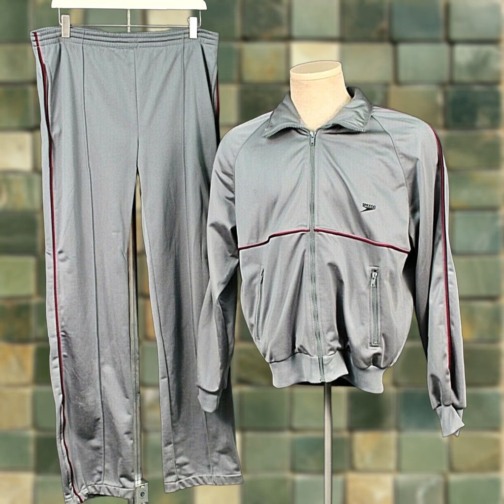 Speedo VINTAGE Speedo Men's Tracksuit 2 PC Gray 1980s Polyester Gym Outfit Size M Size US 34 / EU 50 - 1 Thumbnail