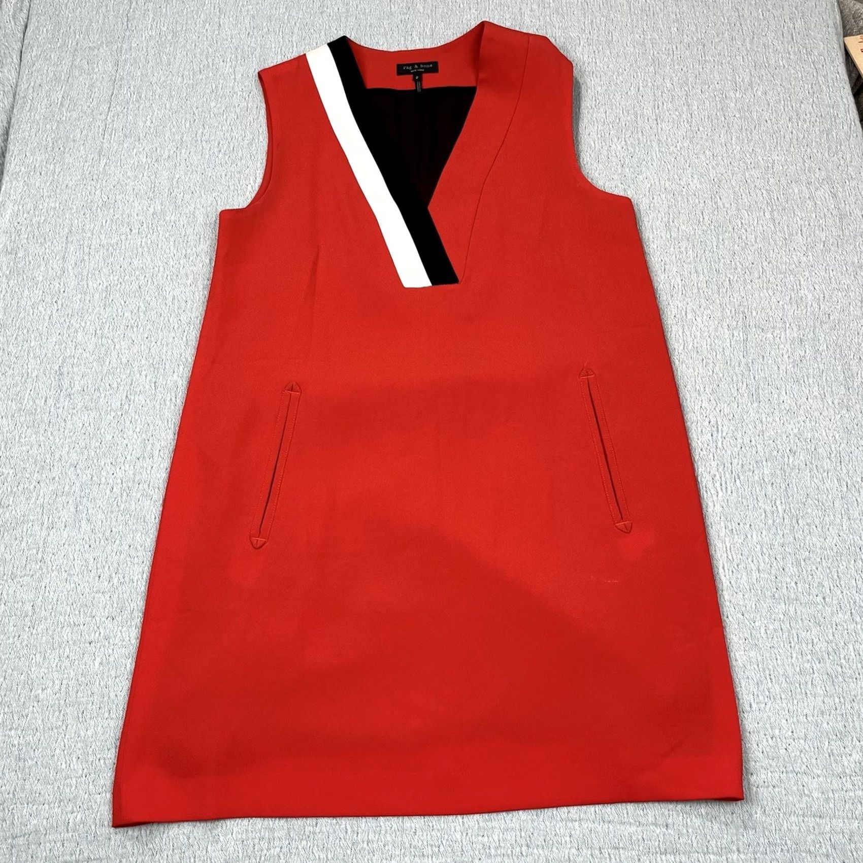 Rag & Bone rag & bone Red Sleeveless V-Neck Slip On Lined Dress Size 2 Size XS / US 0-2 / IT 36-38 - 2 Thumbnail