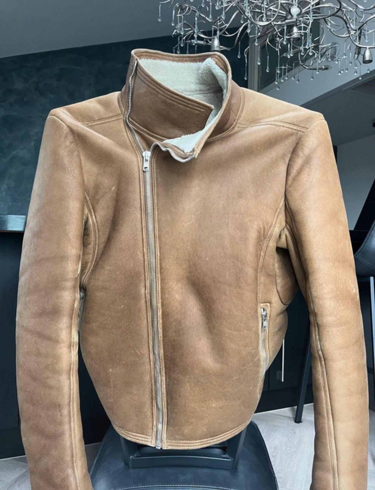 image of Rick Owens Fw15 Sheerling Jacket in Brown, Women's (Size Large)