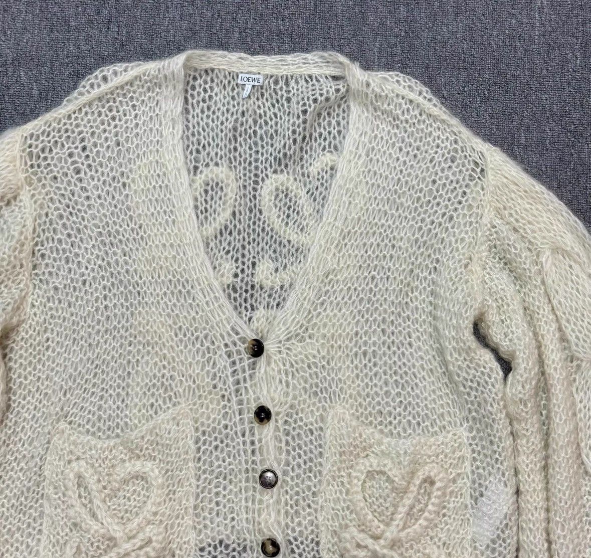 Loewe Loewe White knit cardigan, big logo design Size XS / US 0-2 / IT 36-38 - 3 Thumbnail